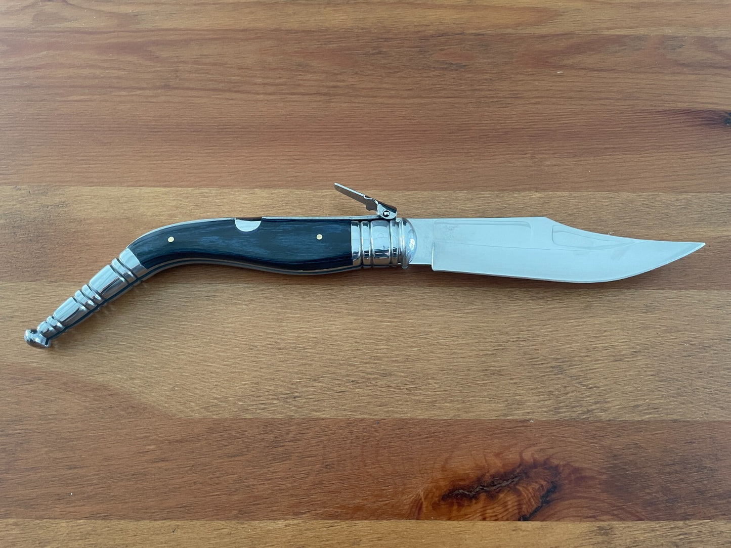 5.5" Spanish Navaja Sevillana Pocket Knife Blue Stamina Wood Scales with Ratchet