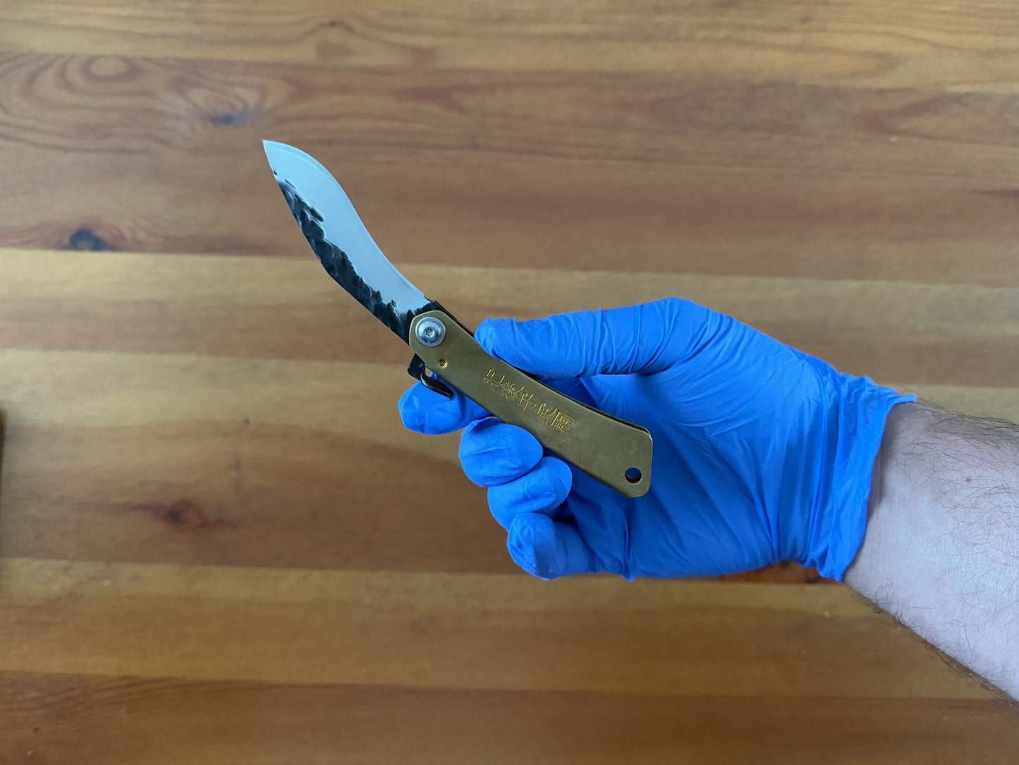 2.75" Falcata Blade Navaja Higonokami Pocket Knife Brass Handle with Sheath