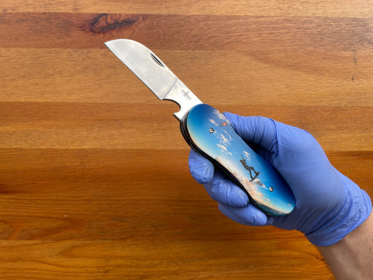 3.14 in. 420 Steel Navaja Kitesurf Pocket Knife Bottle Opener Liner Lock - Spain