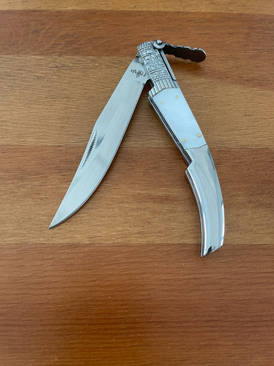4.3" Arabian Style Navaja with Ratchet Pocket Knife Pearl Silk Model From Spain