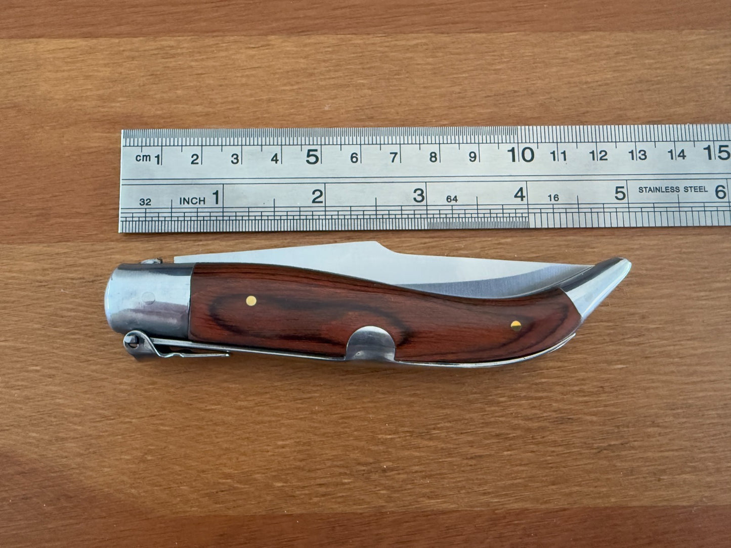 3.9" Spanish Navaja Teja Albacete Pocket Knife Red Wood Scales From Spain