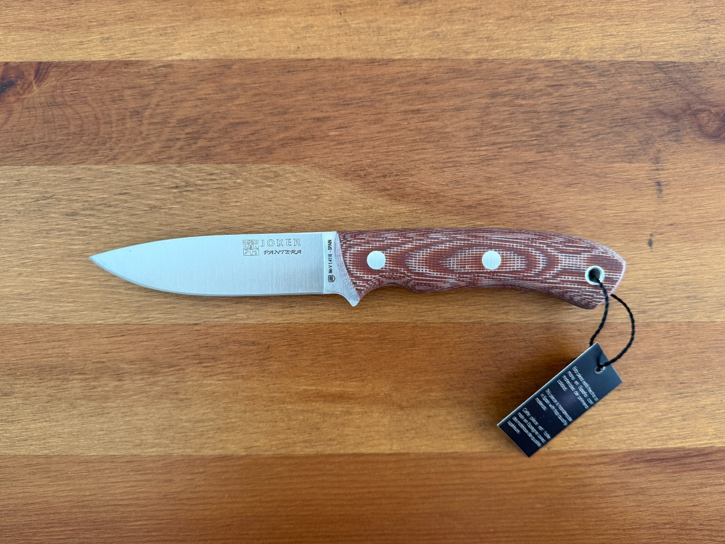 Joker Pantera Bushcraft Knife Brown Micarta Handle Black Sheath Lanyard Hole
