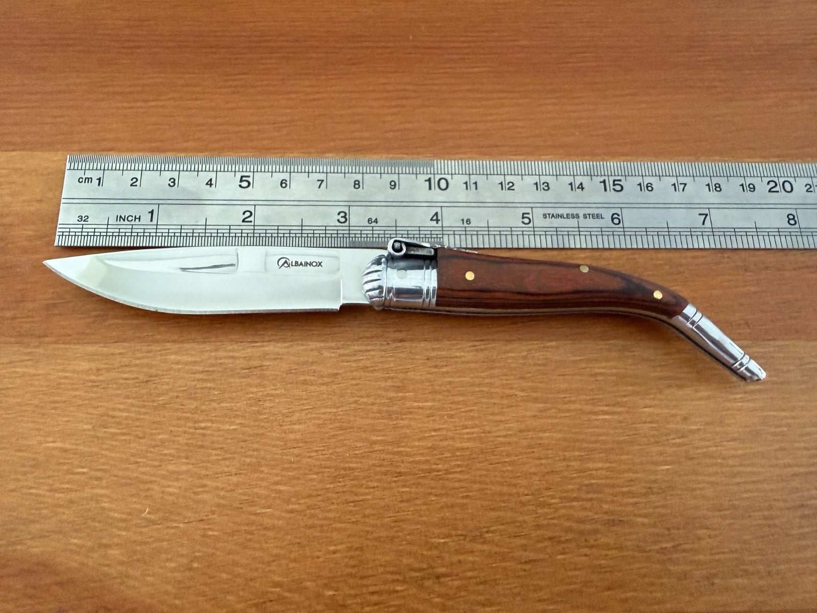 3” Sevillana Style Navaja Pocket Knife Red Wood Scales From Spain - NO Ratchet