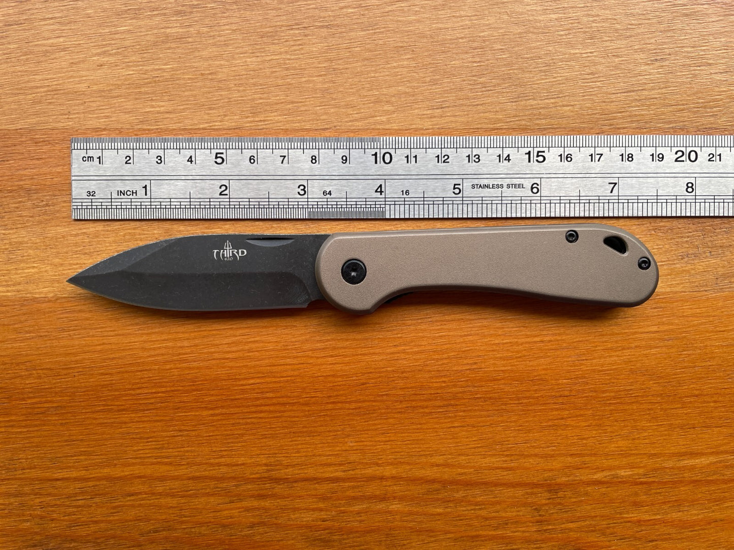 3" 420 Steel Blade Finished in Stone Brown Aluminum Handle Liner Lock From Spain