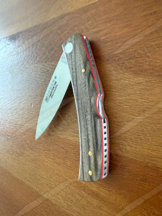 Joker BECADA Knife – 3.15” Sandvik 14C28N Blade | Walnut Handle | Red Liners