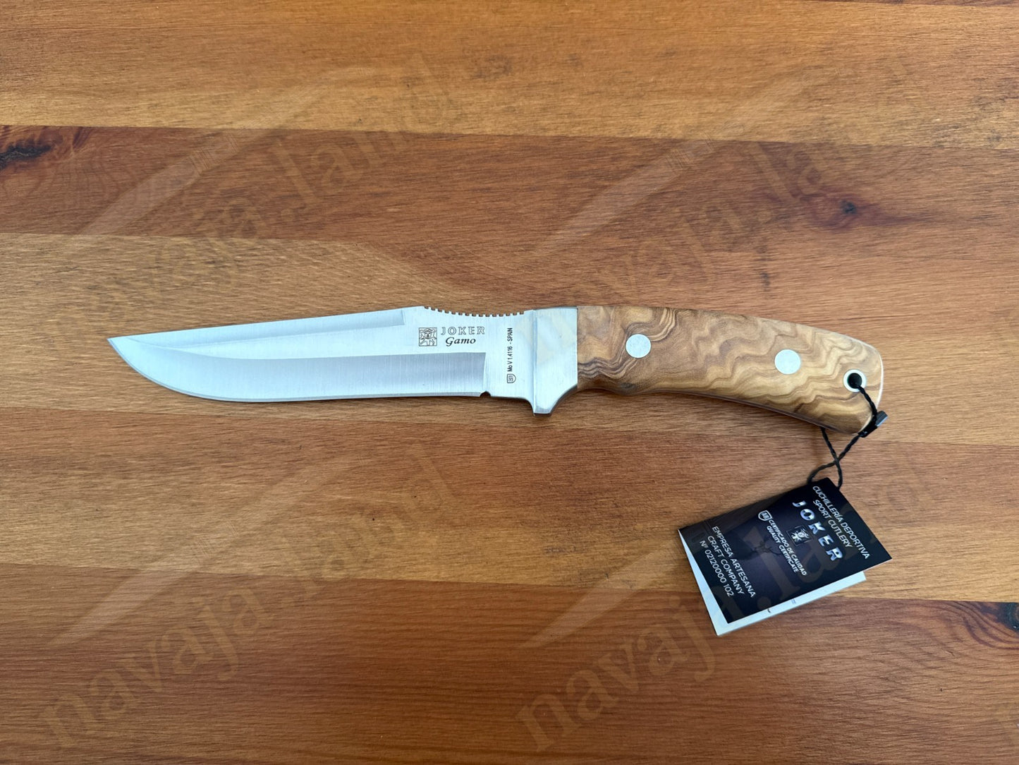 Joker Gamo Fixed Blade Hunting Knife 6.10" Mova 1.4116 Steel Olive Wood Handle