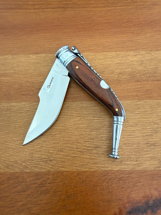 3.4” Spanish Navaja Jerezana Folding Knife Red Stamina Wood Scales With Ratchet