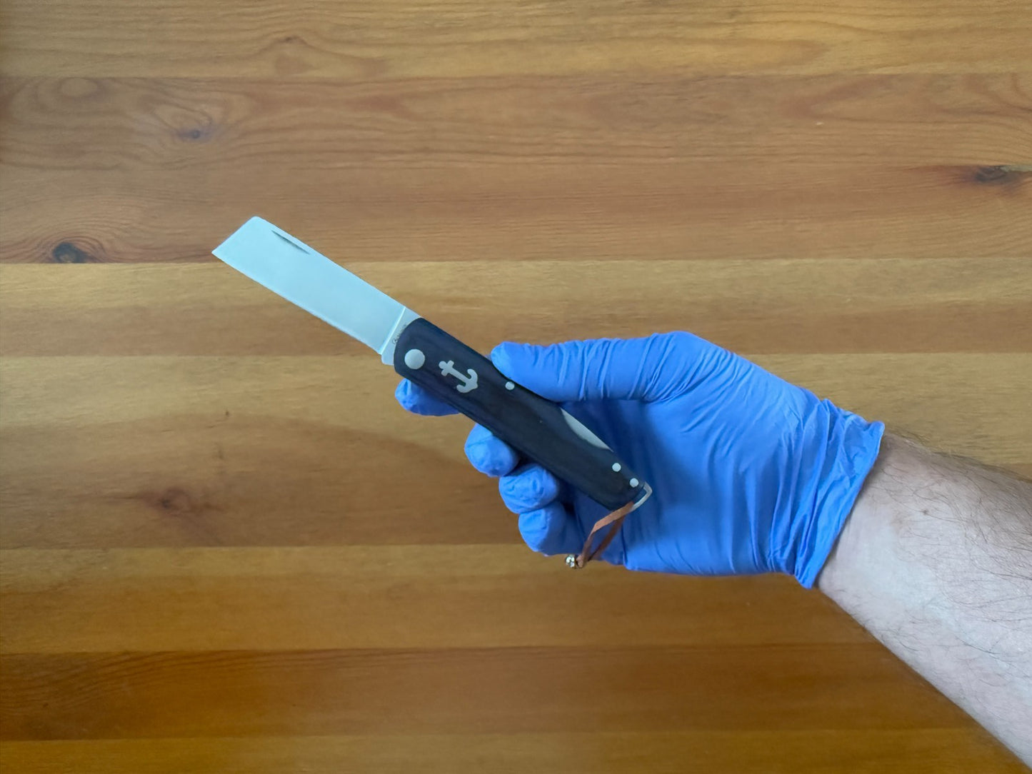 2.95" Cut Tip Navaja Pocket Knife Sailor / Marinera Blue Wood Handle Lockback