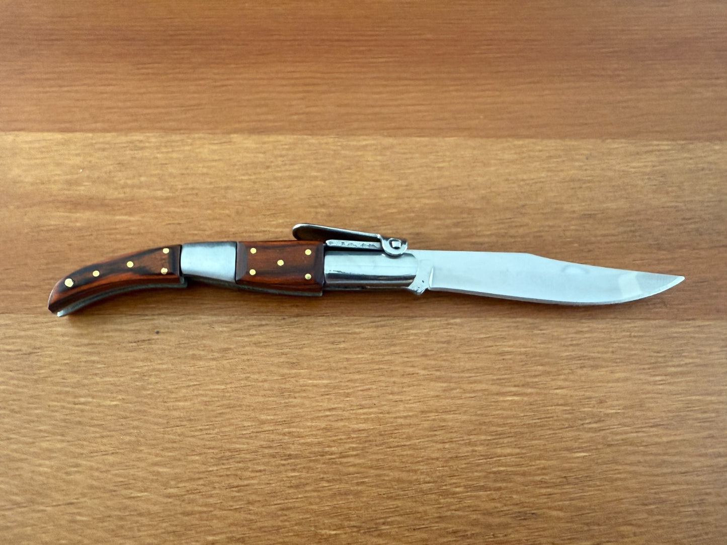 2.6” Arabian Style Navaja Folding Pocket Knife Red Stamina Wood and Steel Handle