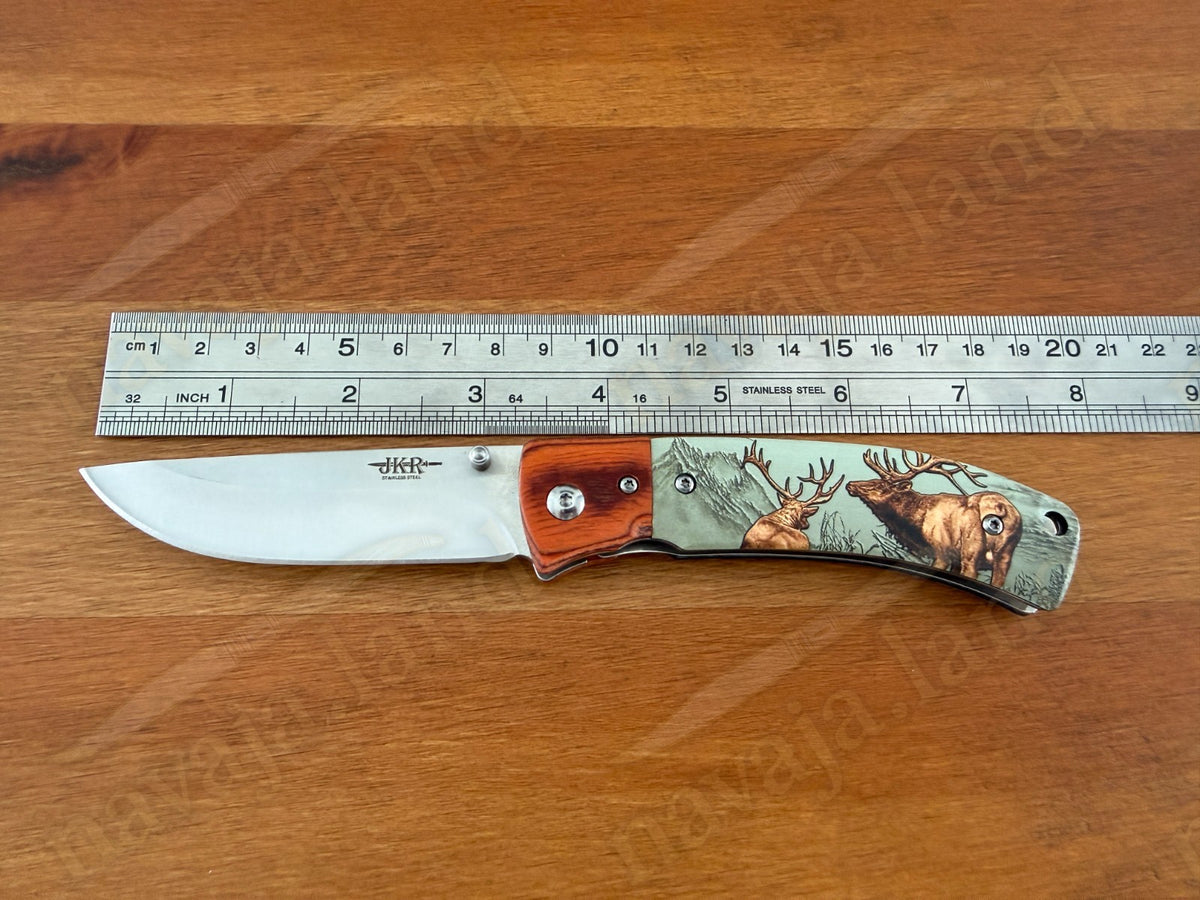 Sporting Folding Knife 3.27” Stainless Steel Blade 3D Printed Scales Liner Lock