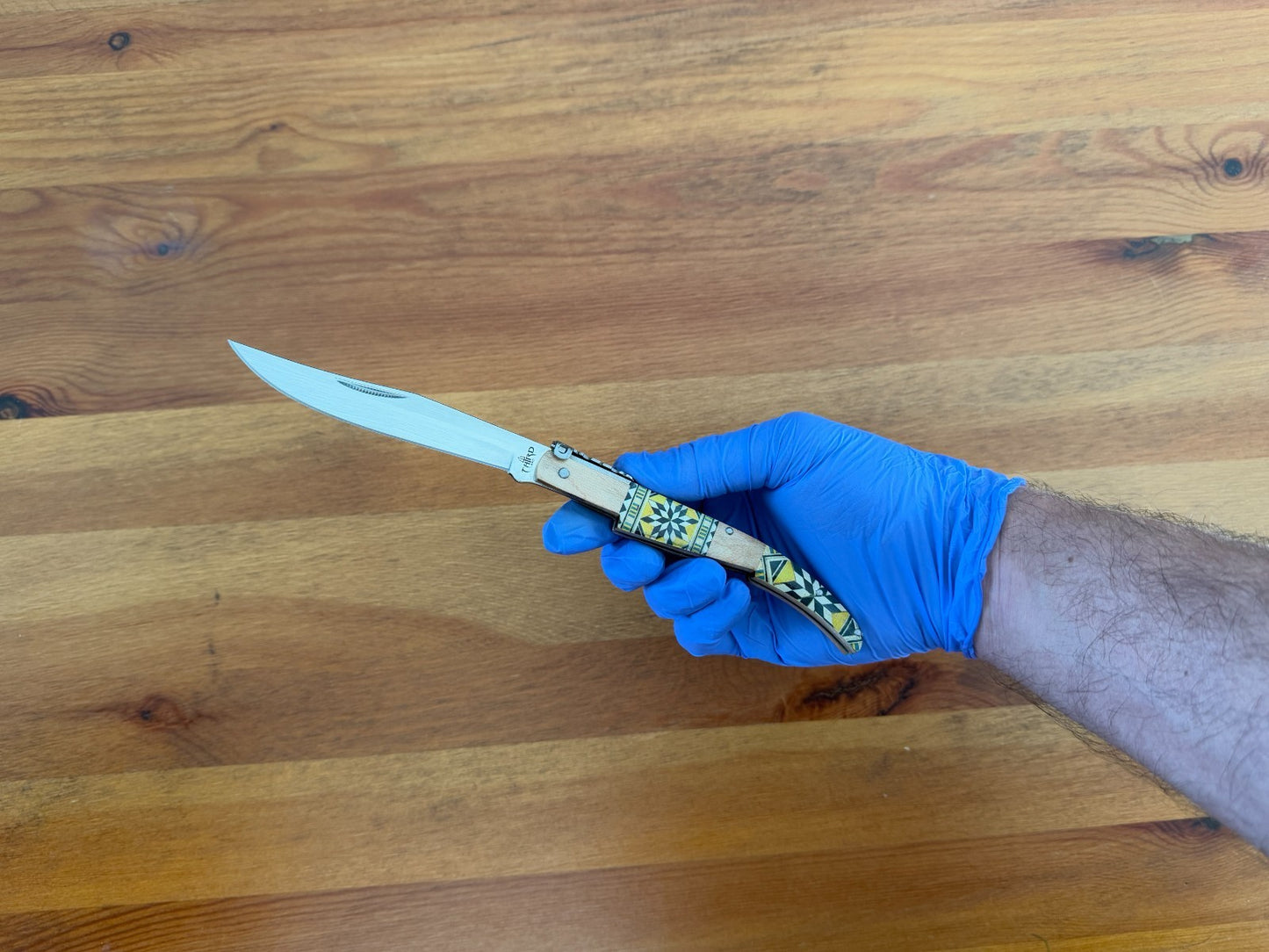 4.3" Arabian Style Spanish Navaja with Ratchet Pocket Knife Maple Wood Handle