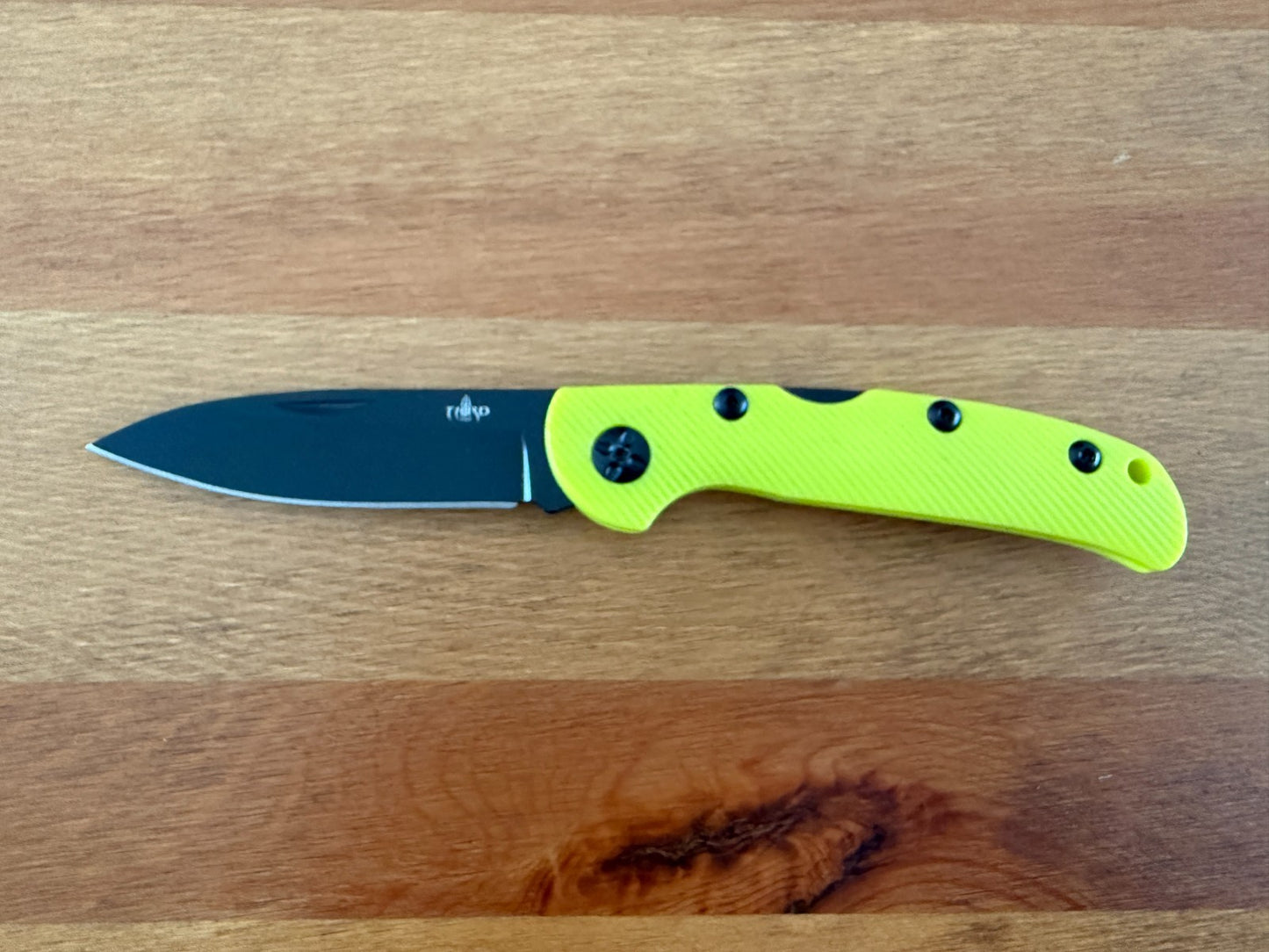 3.15" 420 Steel Blade Finished in Black - Yellow Nylon Fiber Handle Lightweight