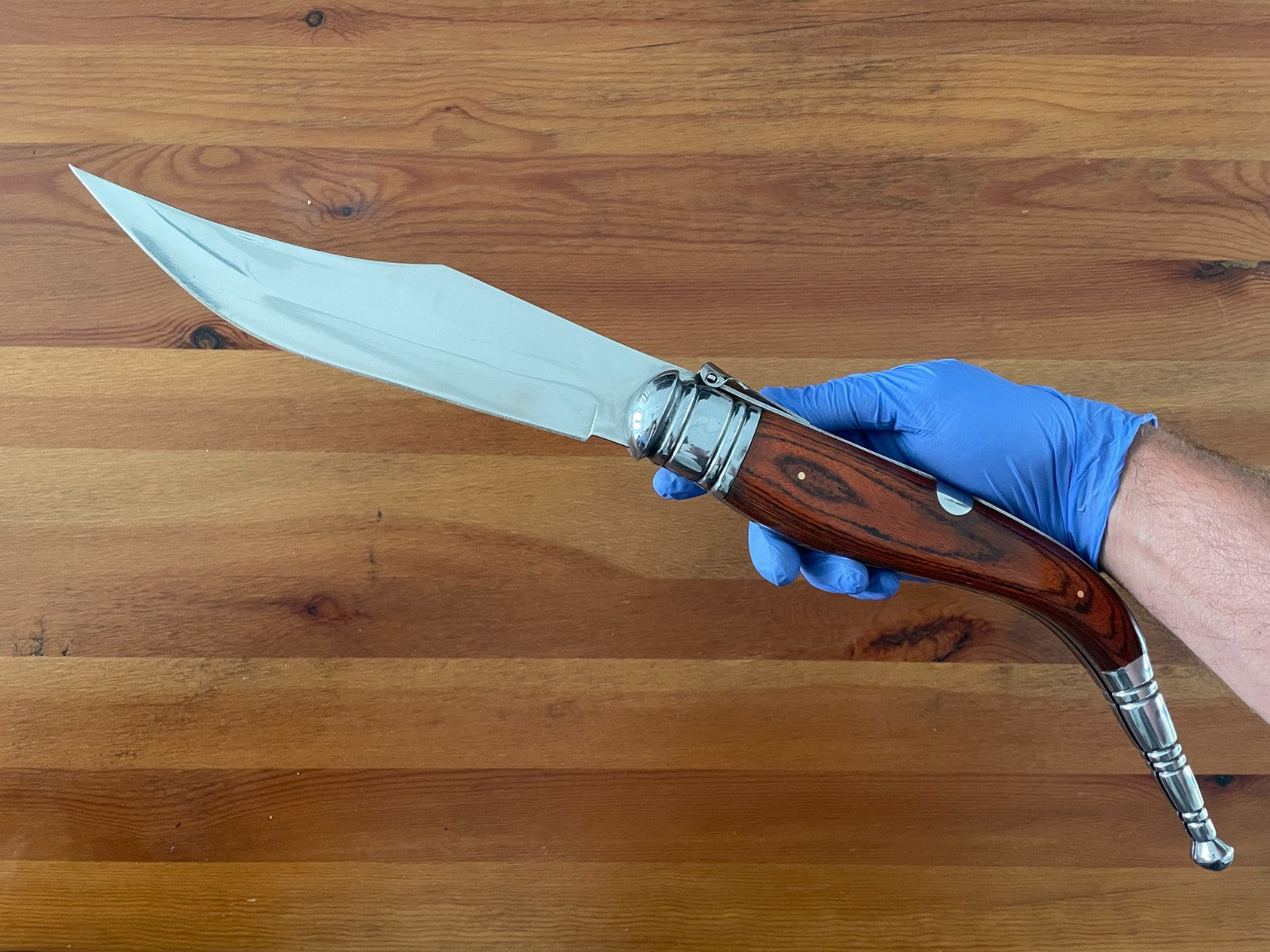 9" Blade Giant Navaja Sevillana Folding Knife Red Wood Scales w/ Ratchet - Spain