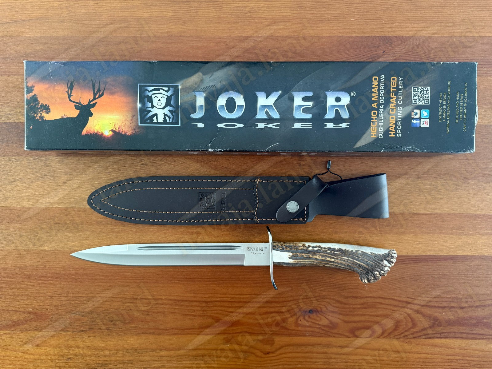 Joker Chamois Hunting Knife 10” MOVA Blade | Deer Antler Handle | Made in Spain