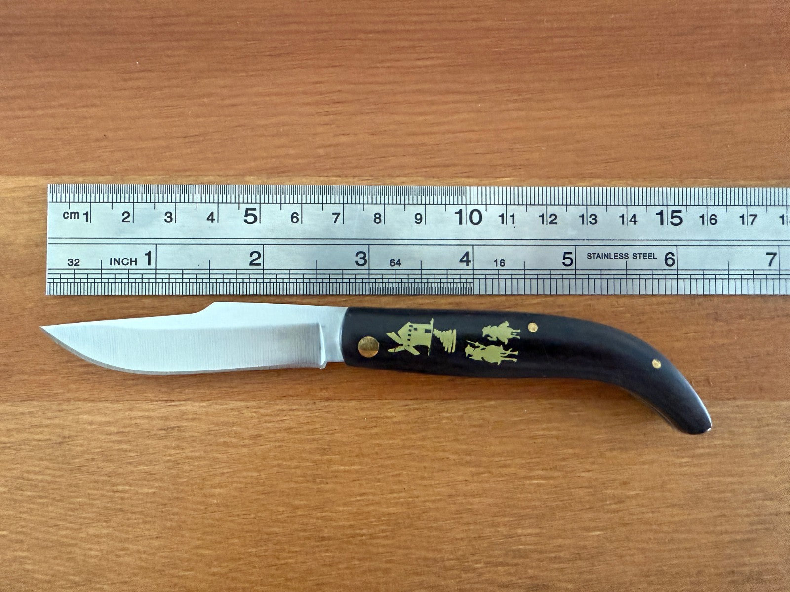 2.76" 440 Stainless Steel Blade Pocket Knife Dark Wooden Handles Don Quijote