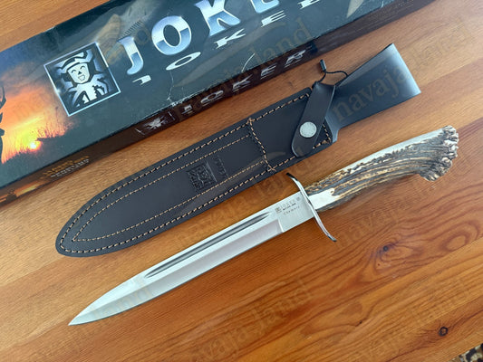 Joker Chamois Hunting Knife 10” MOVA Blade | Deer Antler Handle | Made in Spain