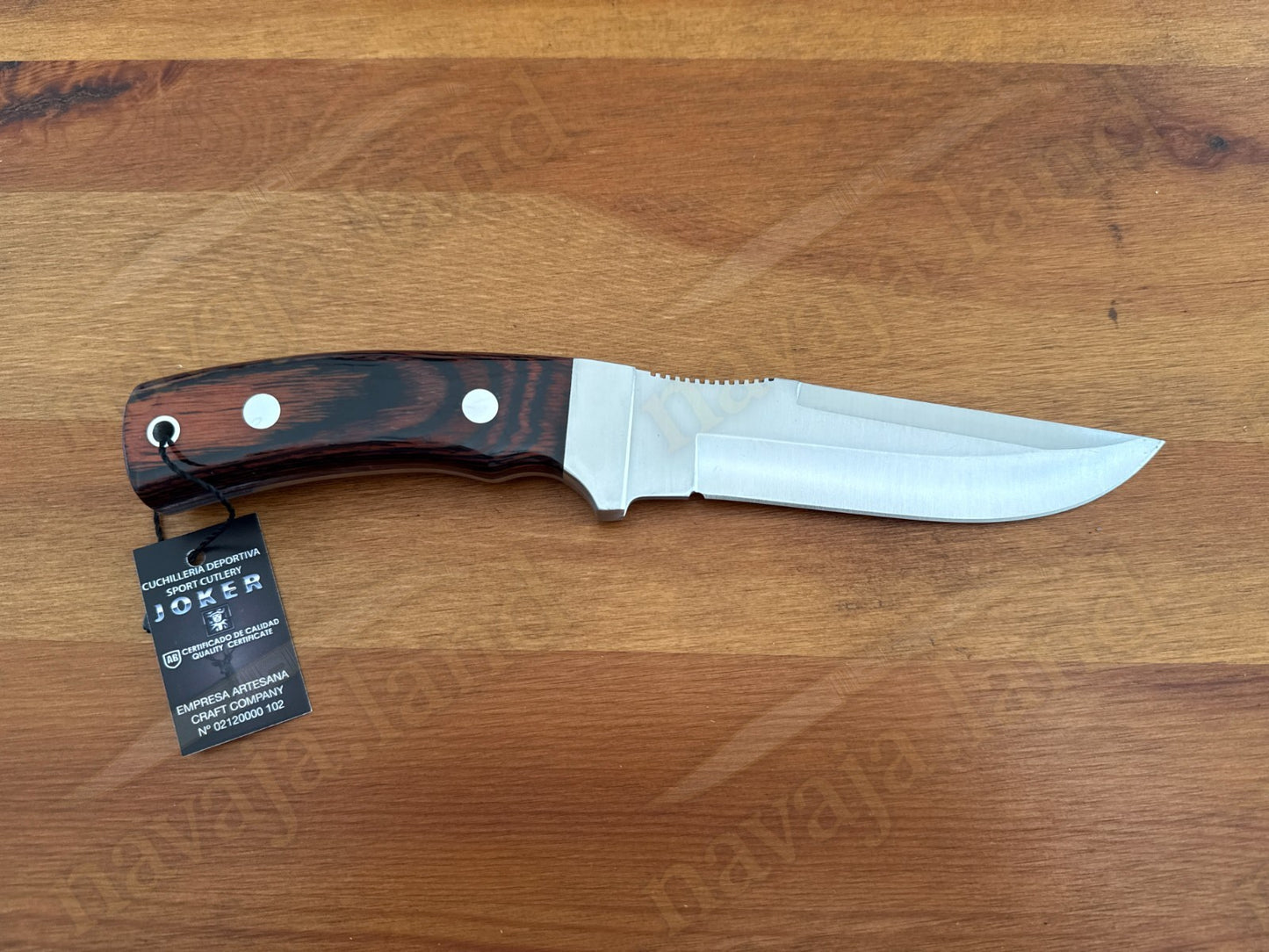 Joker Gamo Fixed Blade Hunting Knife 5.12" Mova 1.4116 Steel Red Wood Handle