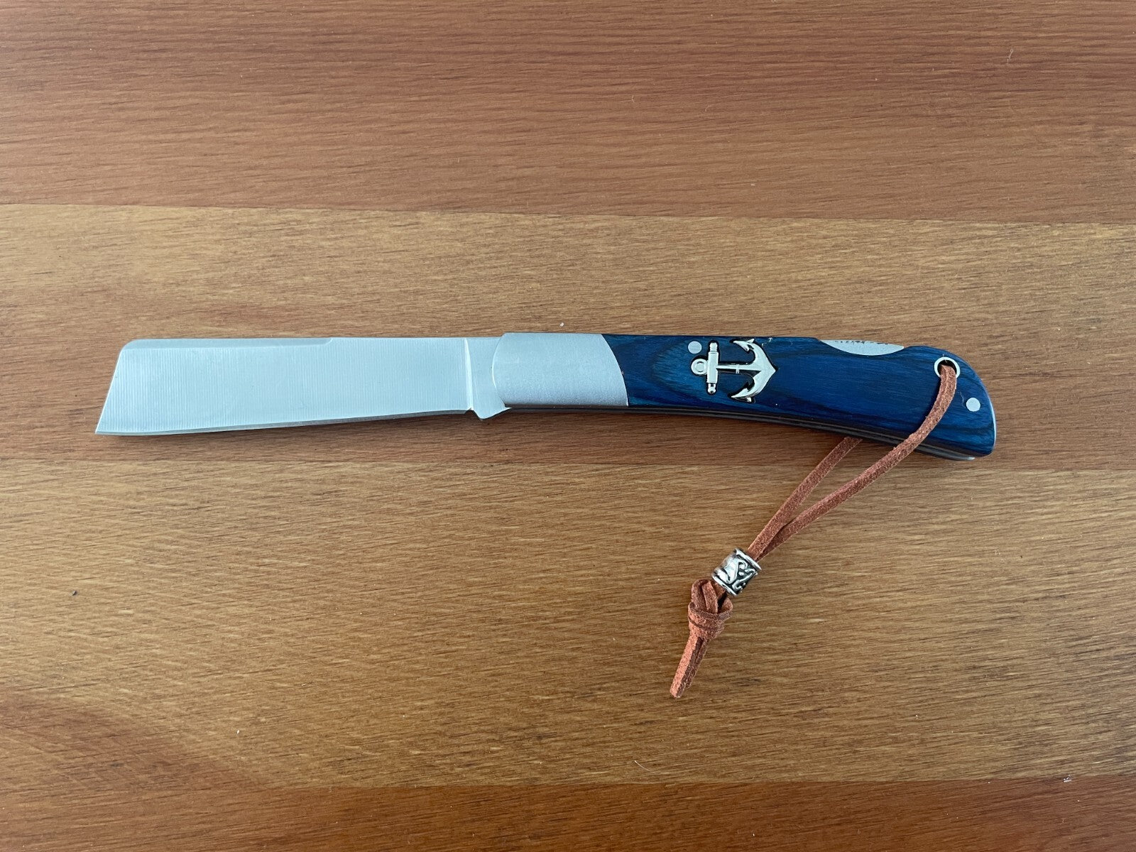 3.15" Cut Tip Navaja Pocket Knife Sailor / Marinera Blue Wood Handle - Spain