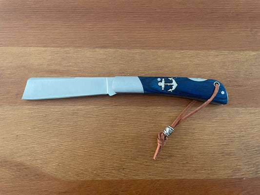 3.15" Cut Tip Navaja Pocket Knife Sailor / Marinera Blue Wood Handle - Spain