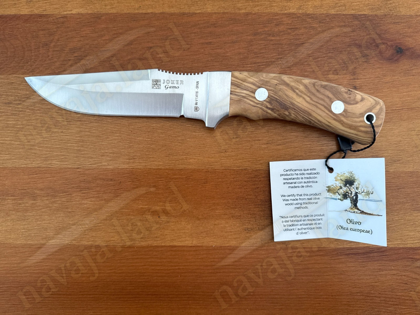 Joker Gamo Fixed Blade Hunting Knife 5.12" Mova 1.4116 Steel Olive Wood Handle