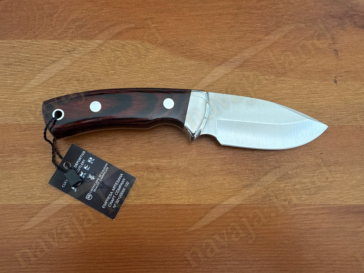 Joker Pecari Knife Polished Stamina Wood Handle Leather Sheath Handmade Spain