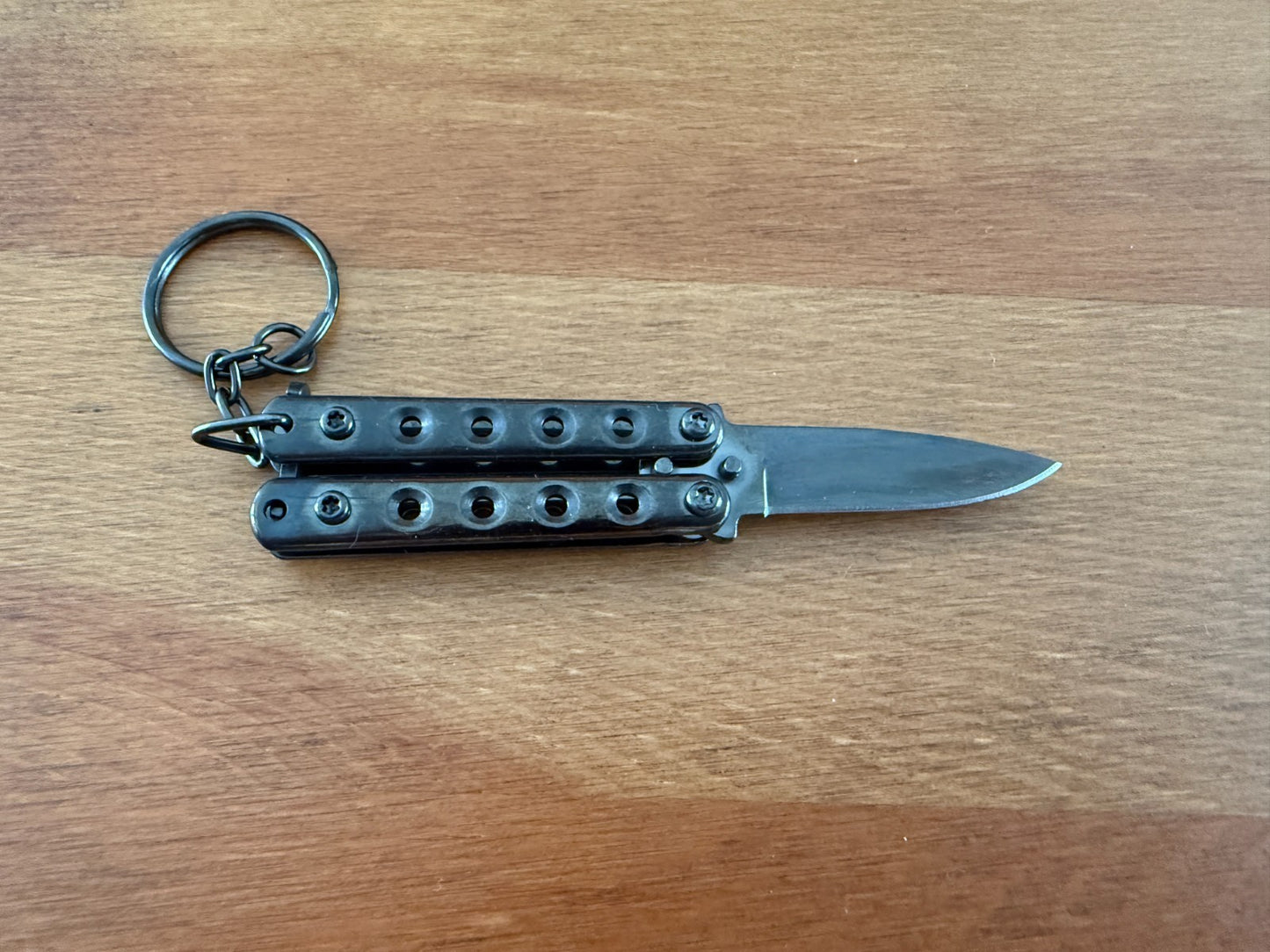 Keychain Mini Folding Knife Black Stainless Steel Handle & Blade From Spain