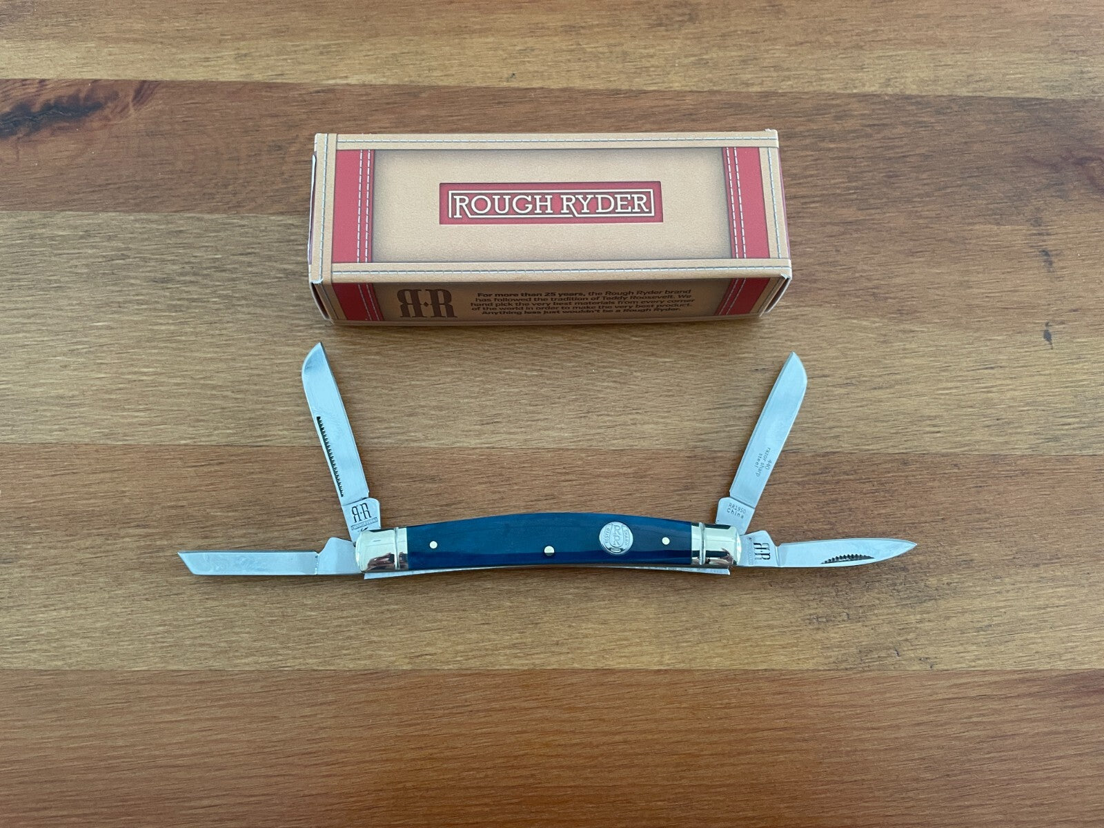 Rough Ryder Navy Blue Smooth Bone Congress 3 5/8" Pocket Knife RR1950