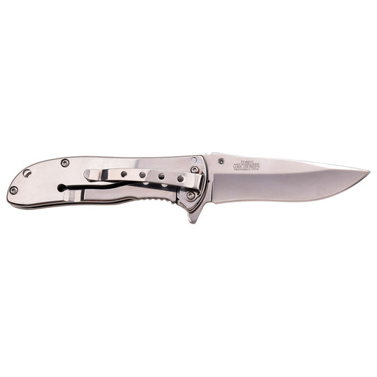 3" Tac-Force Mirror Polished 3Cr13 Stainless Steel Drop Point Blade Pocket Clip