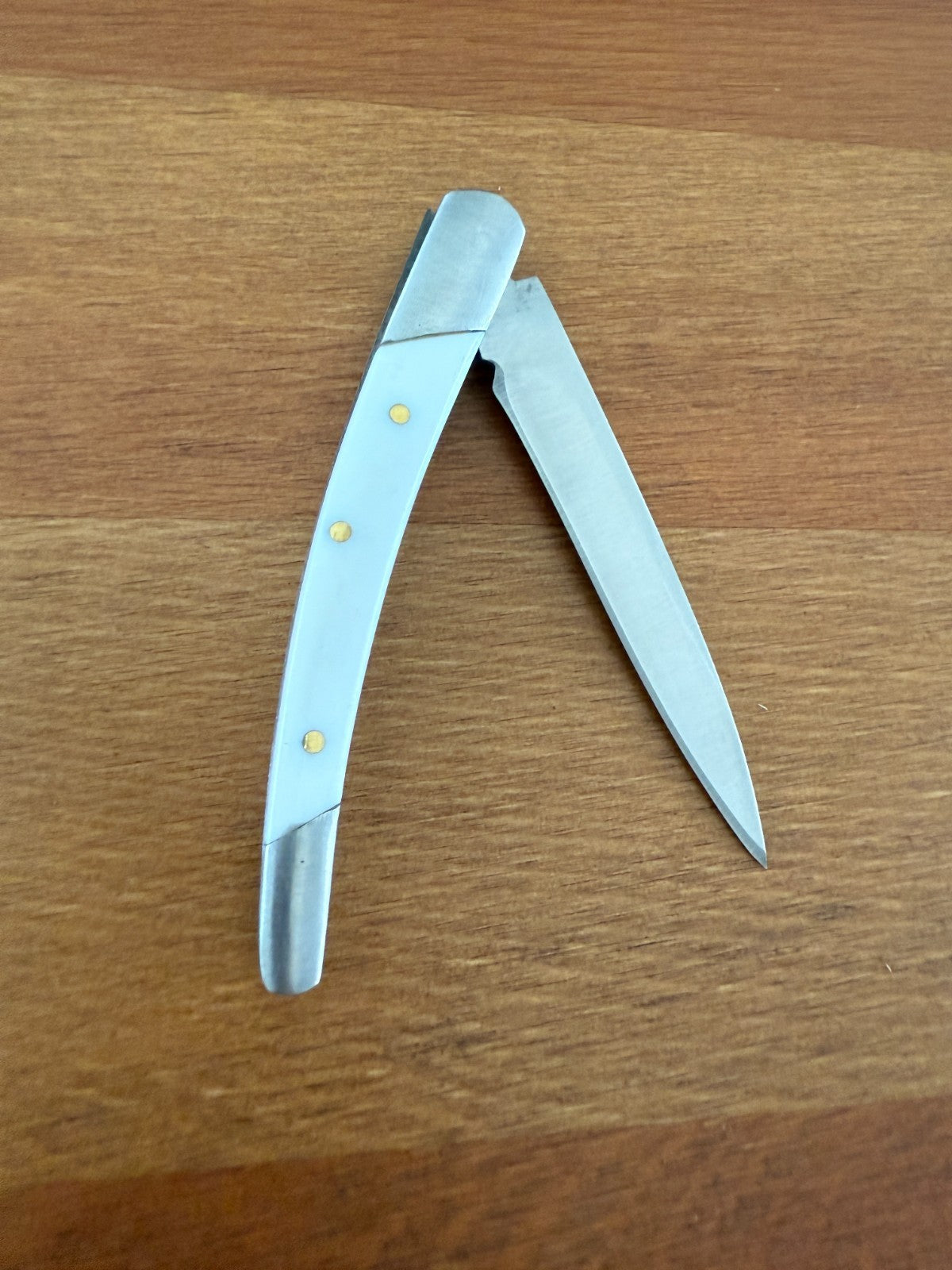 2.76" Stainless Steel Blade Pocket Knife White ABS Spike Design Spanish Made