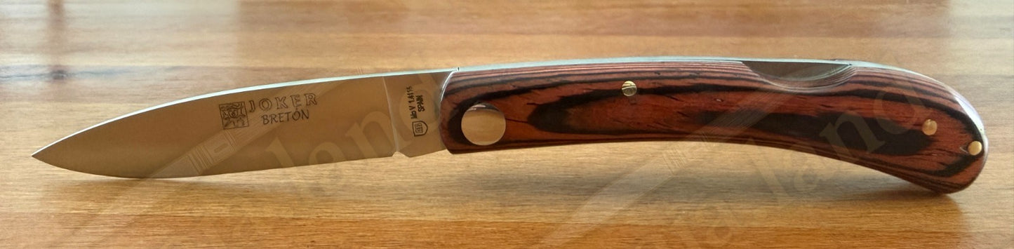 3.15” Joker Bretón Camping Folding Knife (Red Wood Handle) Handmade in Spain