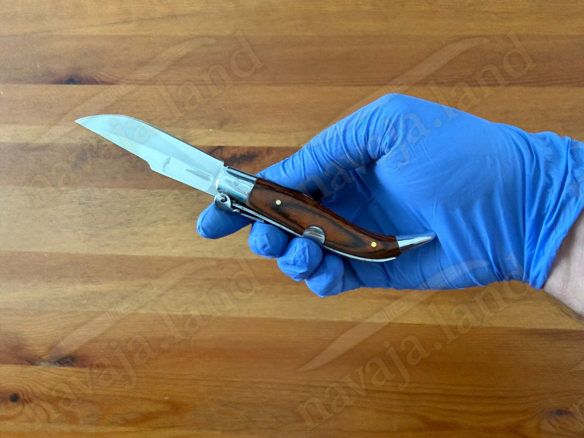 3.14” Spanish Navaja Teja Albacete Pocket Knife Red Stamina Scales with Ratchet