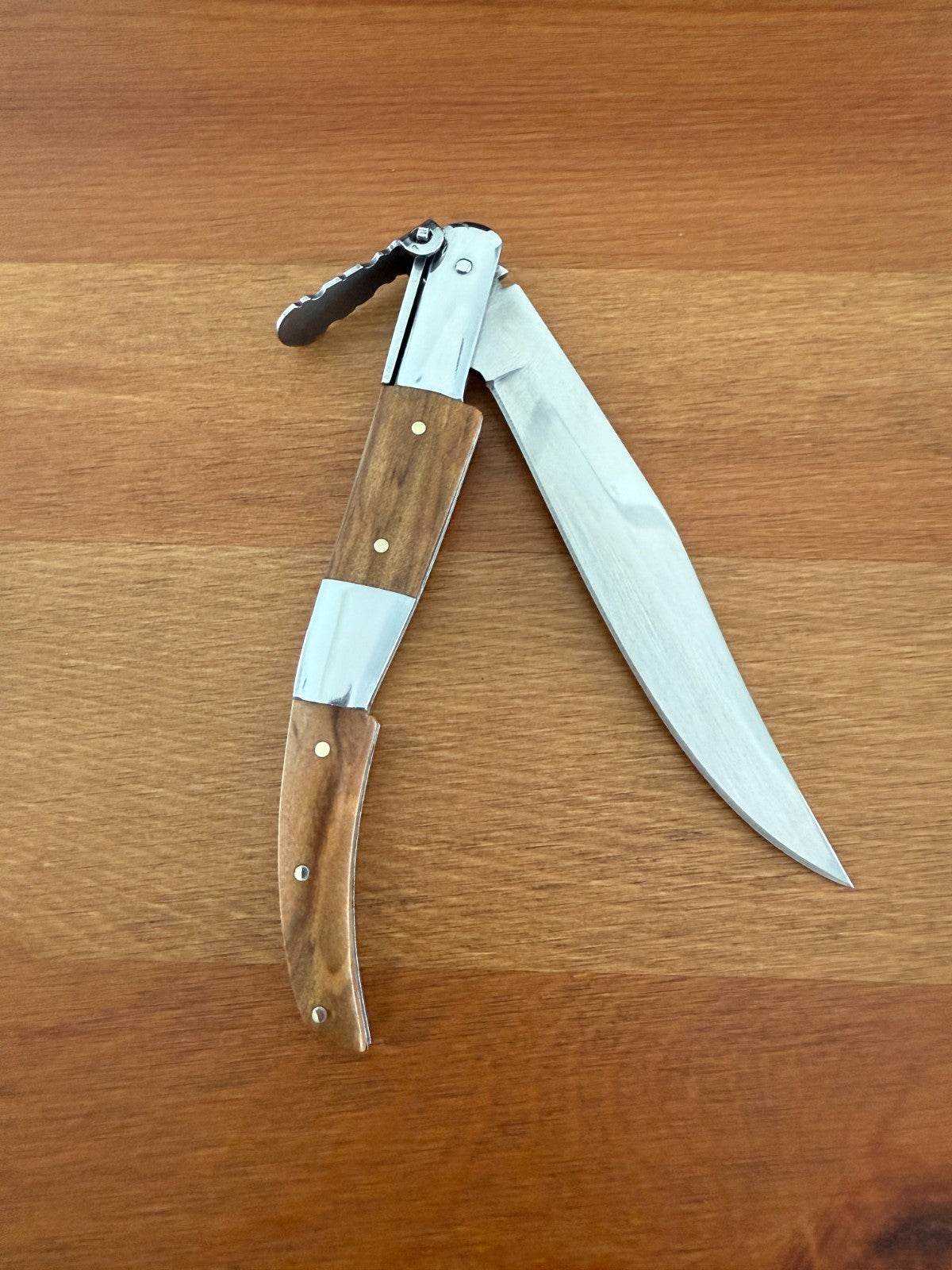 4.3" Arabian Style Navaja Ratchet Pocket Knife Olive Wood Scales & Steel Handle
