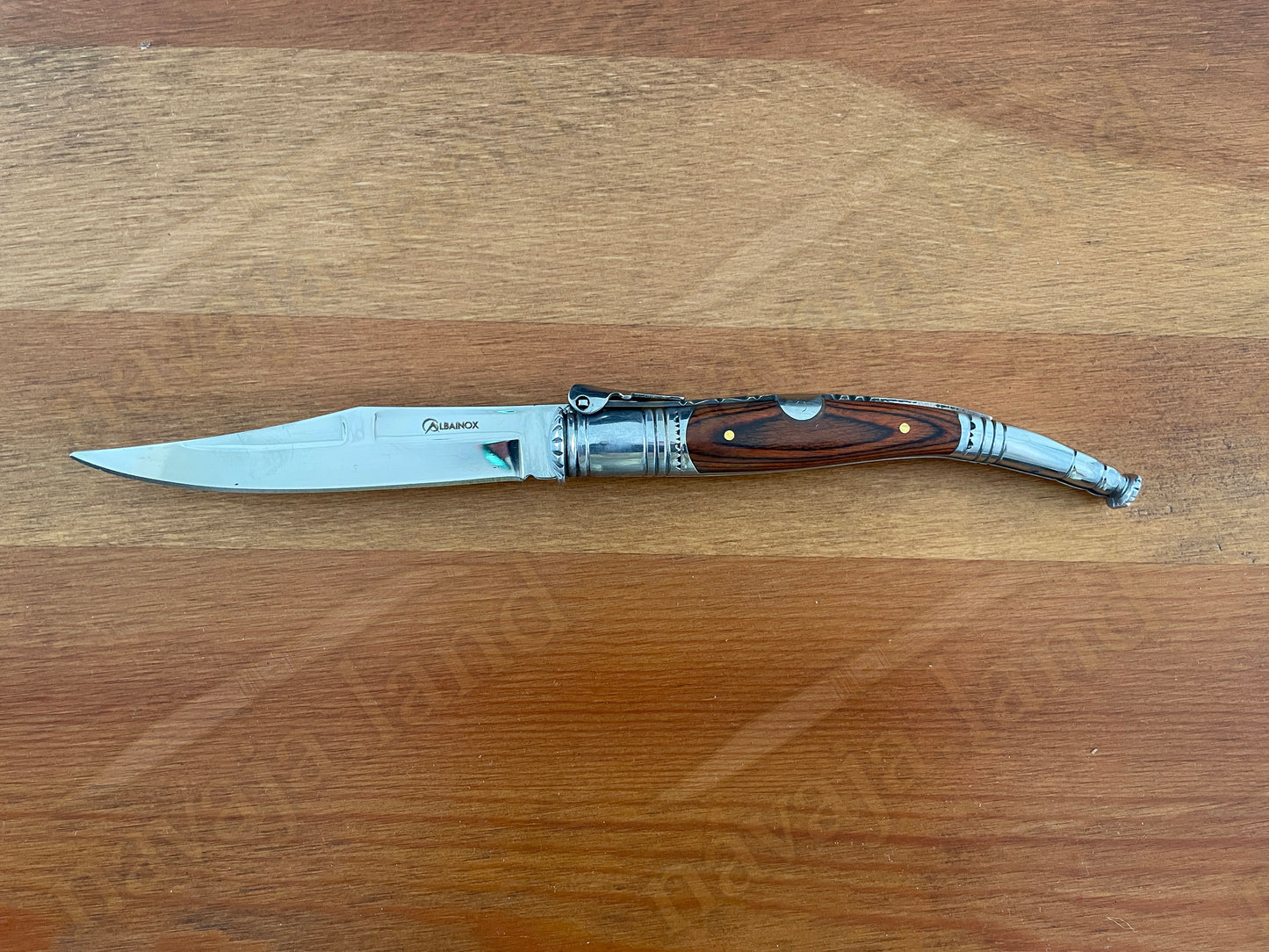 4.13” Spanish Navaja Serrana Folding Pocket Knife Red Stamina Wood Handle
