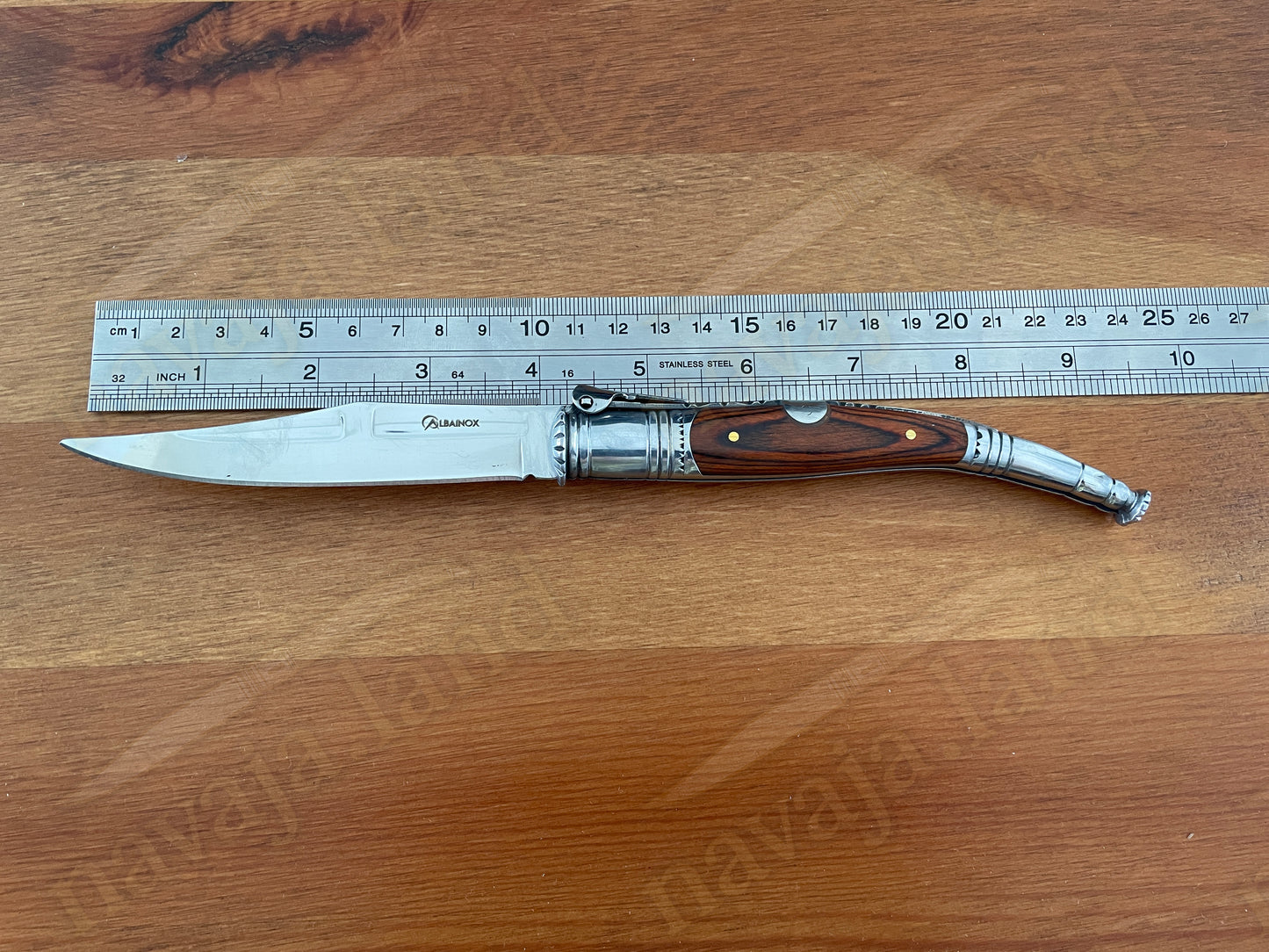 4.13” Spanish Navaja Serrana Folding Pocket Knife Red Stamina Wood Handle