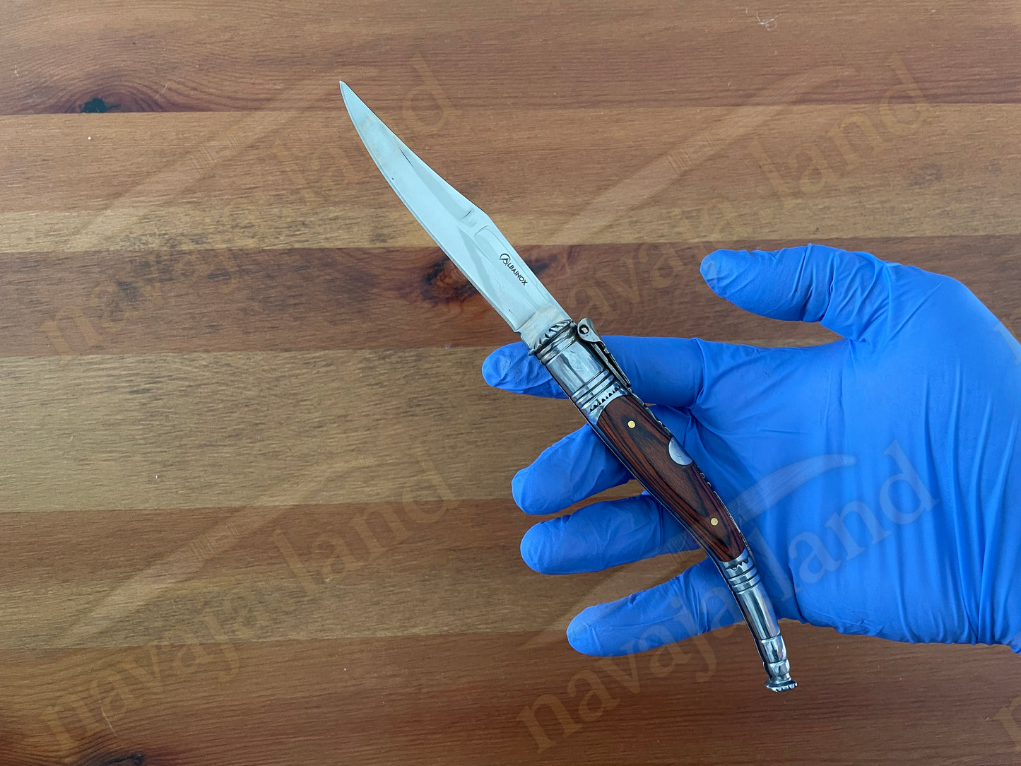 4.13” Spanish Navaja Serrana Folding Pocket Knife Red Stamina Wood Handle