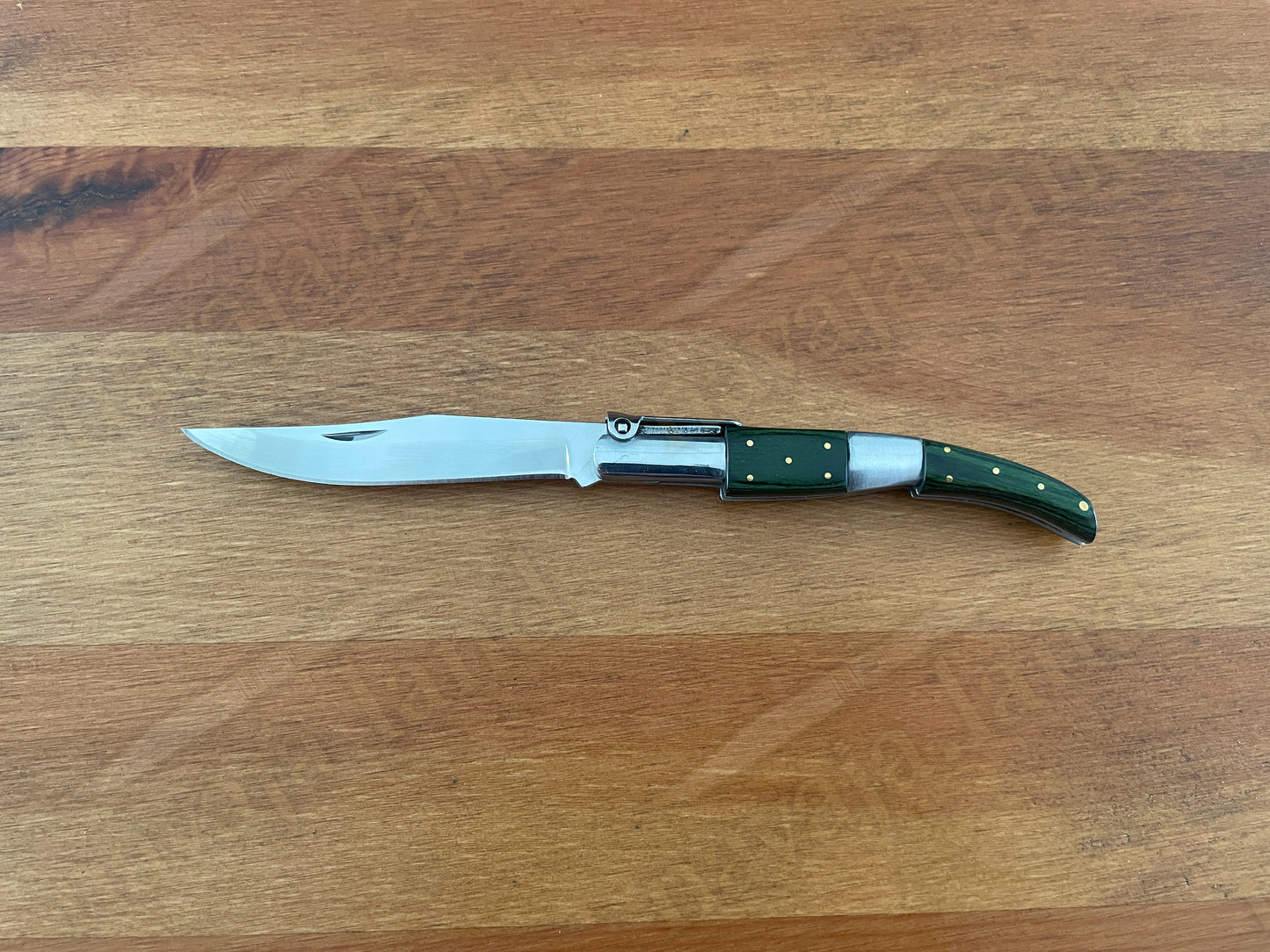 🔥3.14” Arabian Style Navaja Spanish Knife – Green Wood & Steel Handle | Ratchet