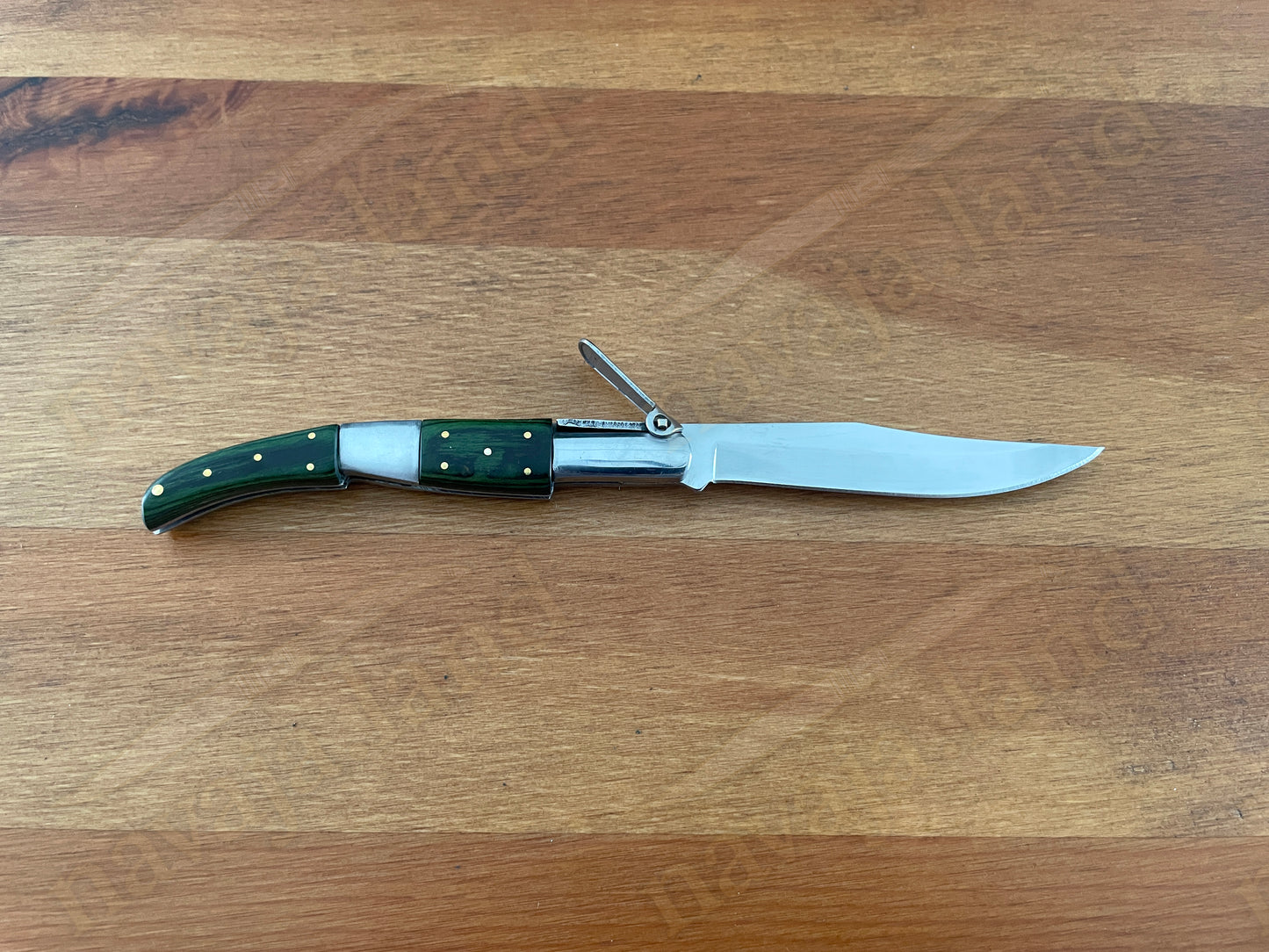 🔥3.14” Arabian Style Navaja Spanish Knife – Green Wood & Steel Handle | Ratchet