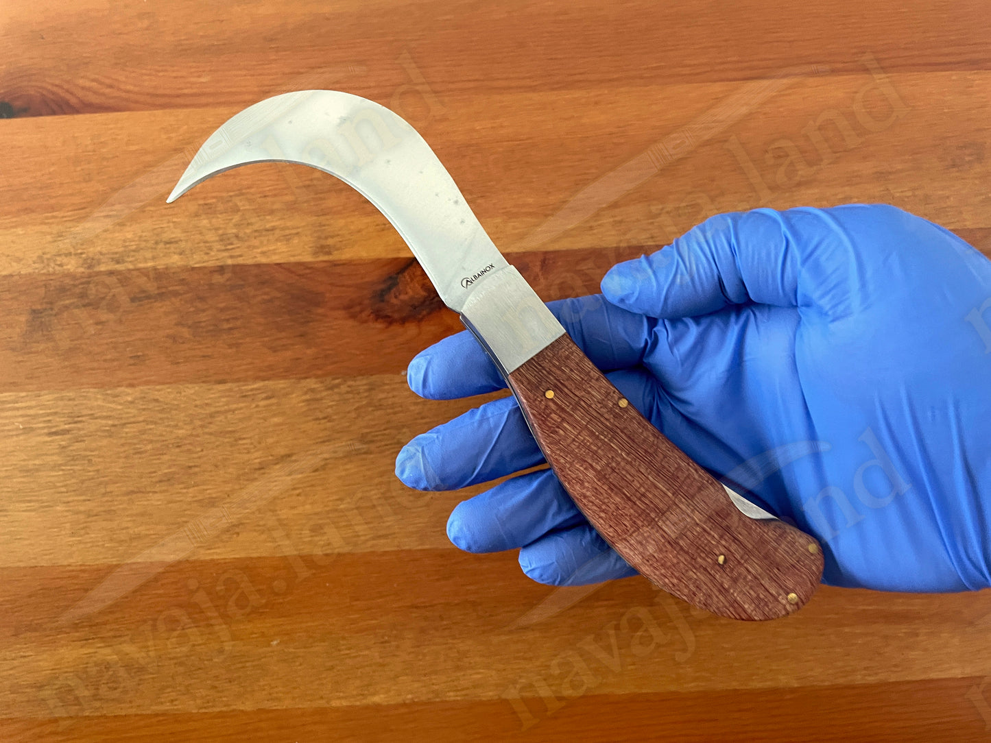 3.14" Hawkbill Tranchete Pocket Knife Wood Handle with Lockback From Spain