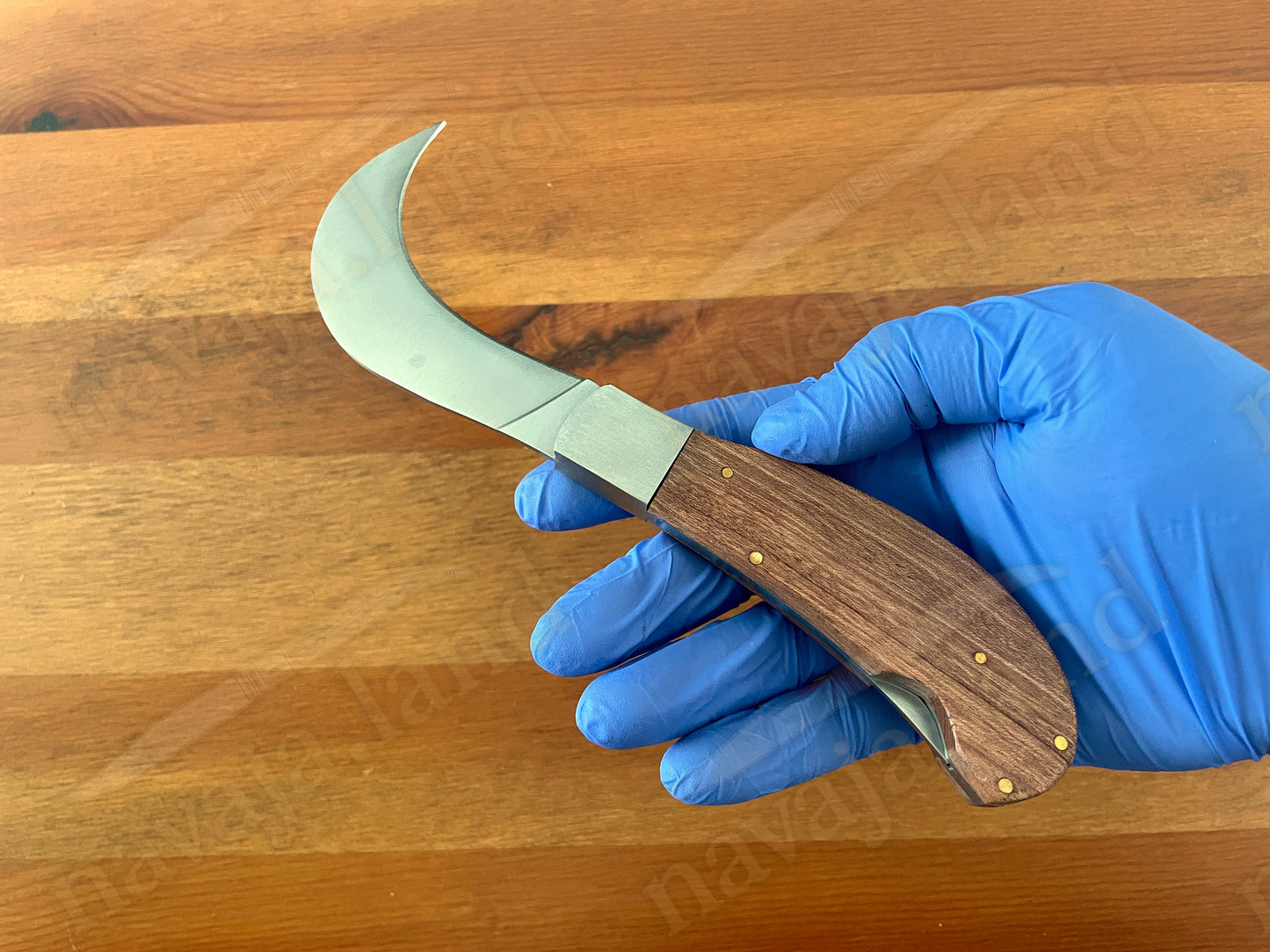3.14" Hawkbill Tranchete Pocket Knife Wood Handle with Lockback From Spain