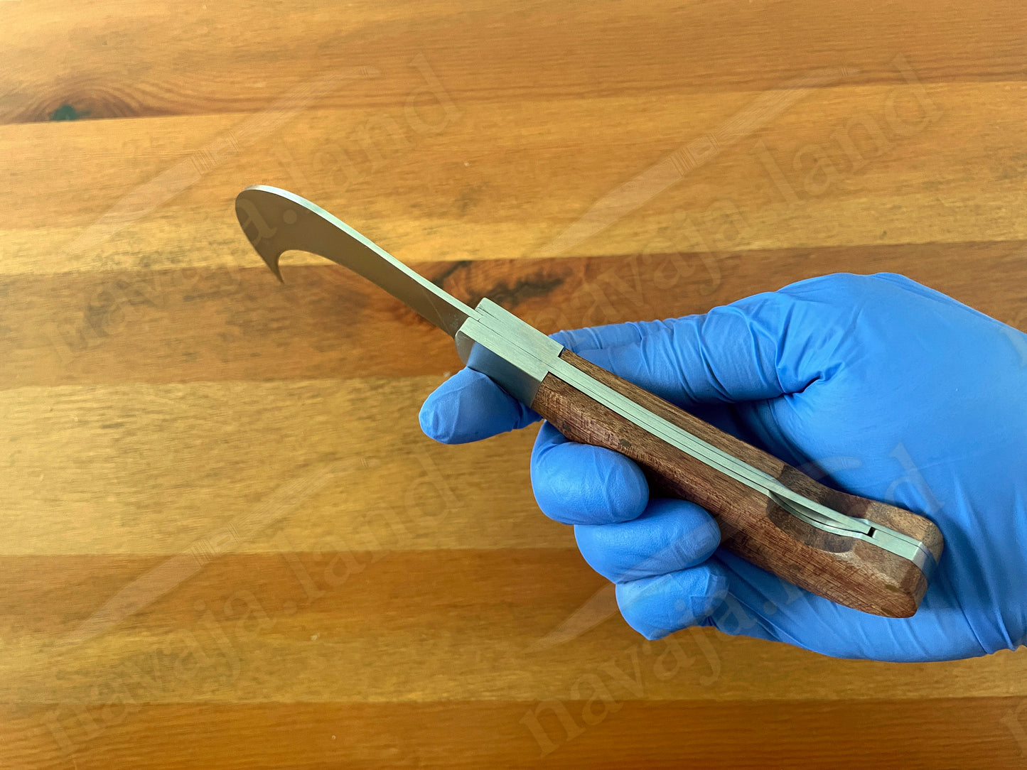3.14" Hawkbill Tranchete Pocket Knife Wood Handle with Lockback From Spain