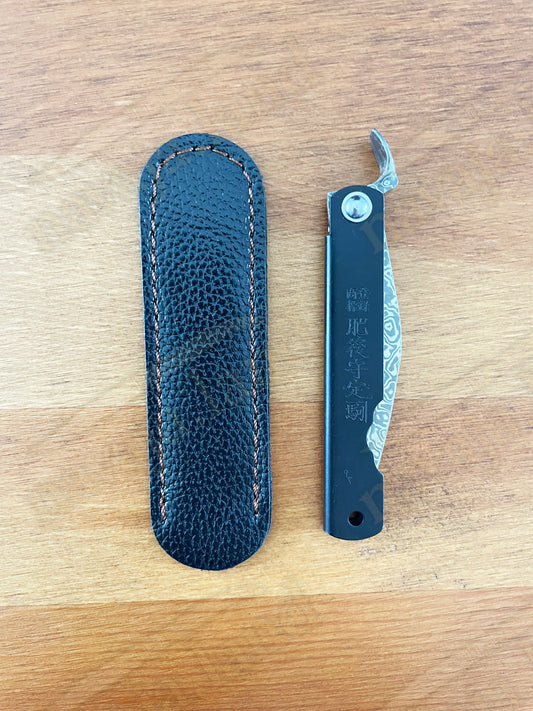 2.9” Higonokami Style Pocket Knife – 79-Layer Damascus Falcata Blade | Steel Handle | Sheath | EDC Folding Knife