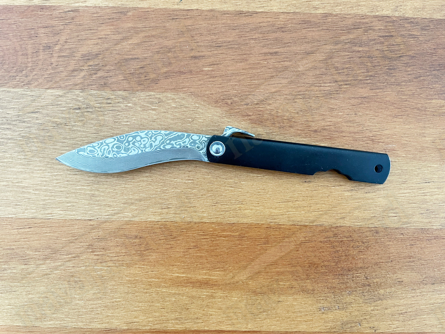 2.9” Higonokami Style Pocket Knife – 79-Layer Damascus Falcata Blade | Steel Handle | Sheath | EDC Folding Knife