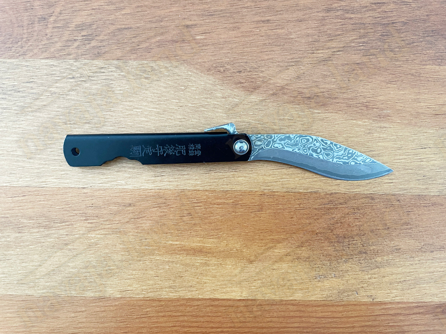 2.9” Higonokami Style Pocket Knife – 79-Layer Damascus Falcata Blade | Steel Handle | Sheath | EDC Folding Knife