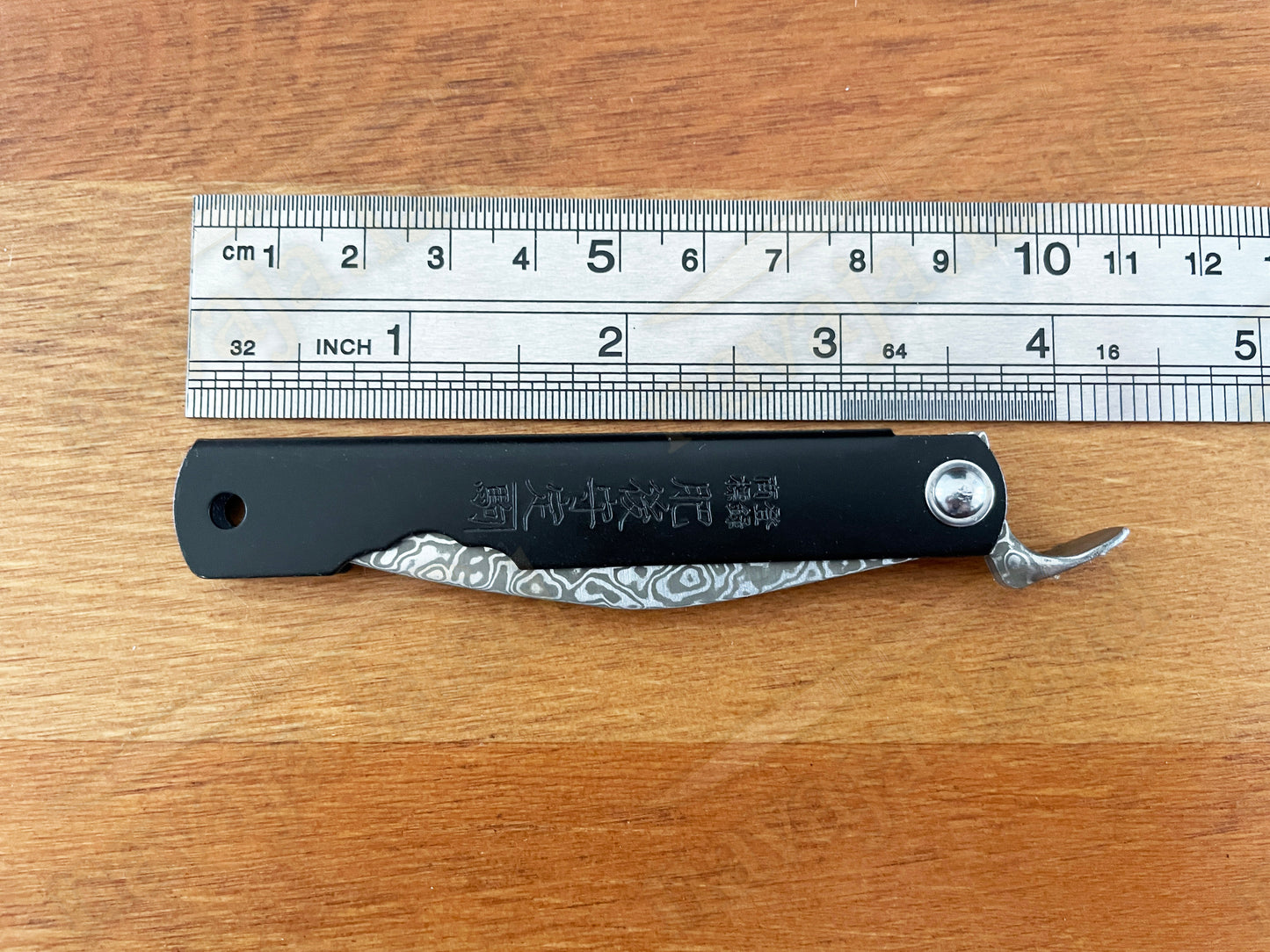 2.9” Higonokami Style Pocket Knife – 79-Layer Damascus Falcata Blade | Steel Handle | Sheath | EDC Folding Knife