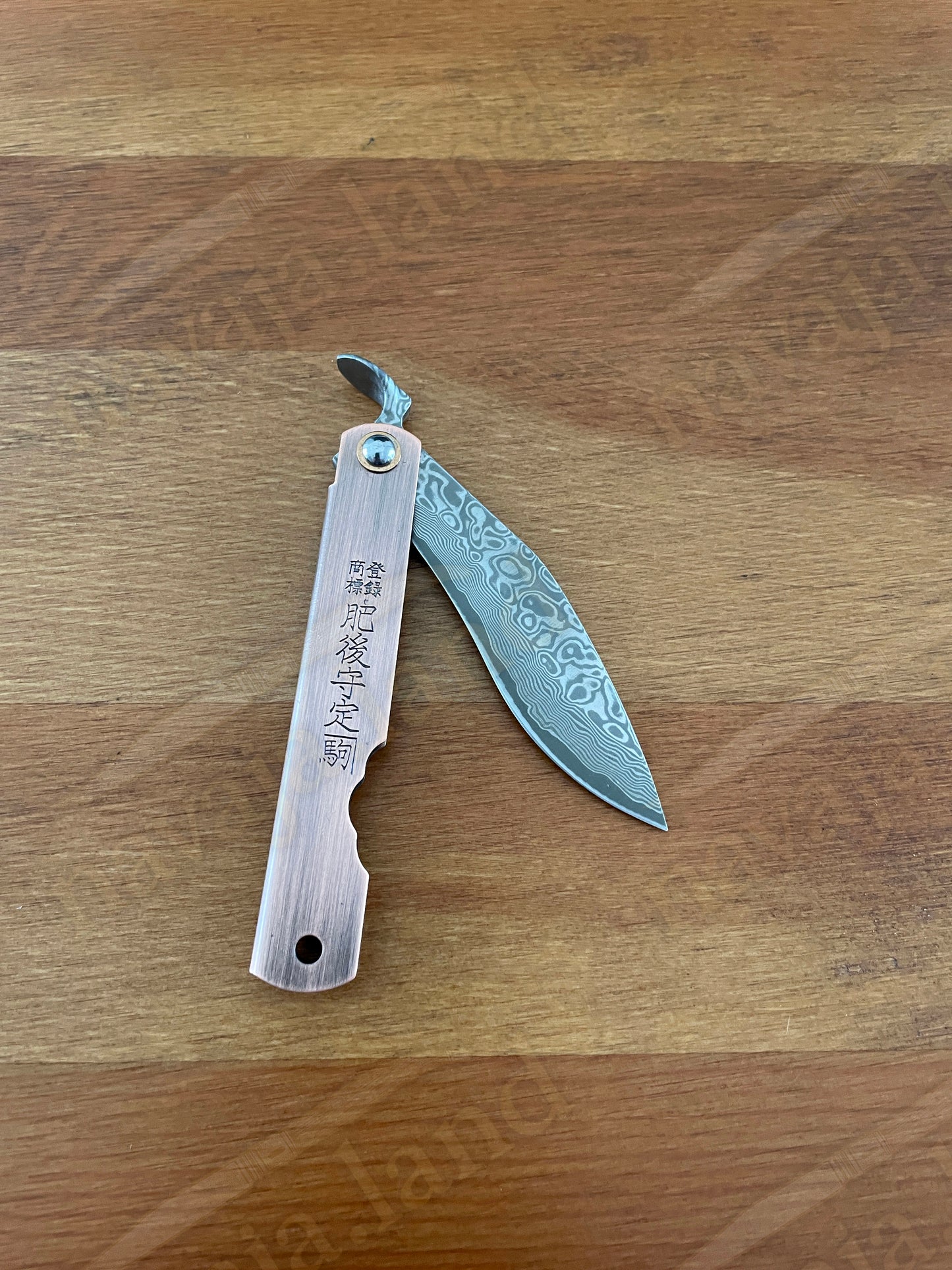 2.9” Higonokami Style Pocket Knife – 79-Layer Damascus Blade | Copper Handle | Sheath | EDC Folding Knife
