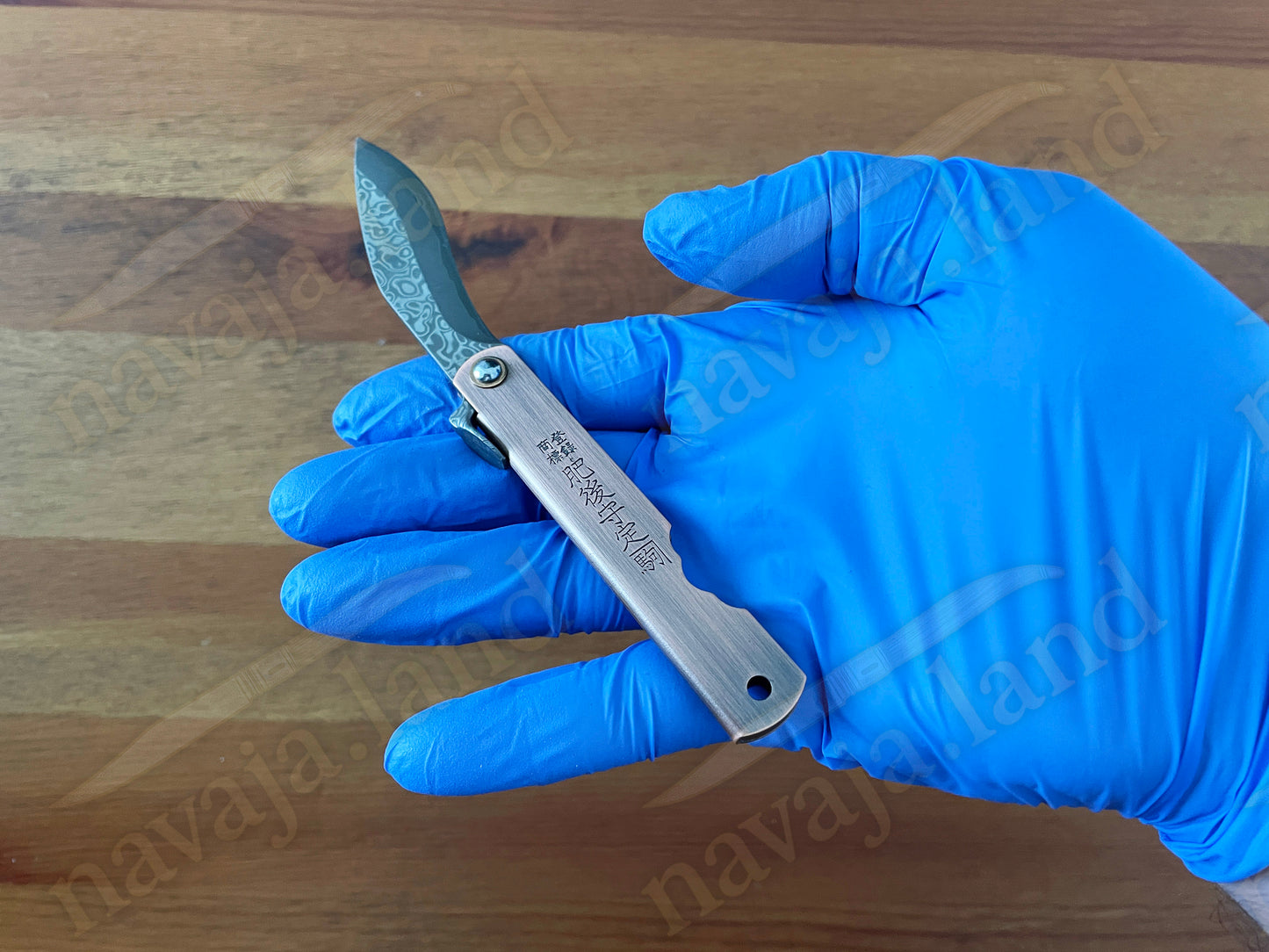 2.9” Higonokami Style Pocket Knife – 79-Layer Damascus Blade | Copper Handle | Sheath | EDC Folding Knife