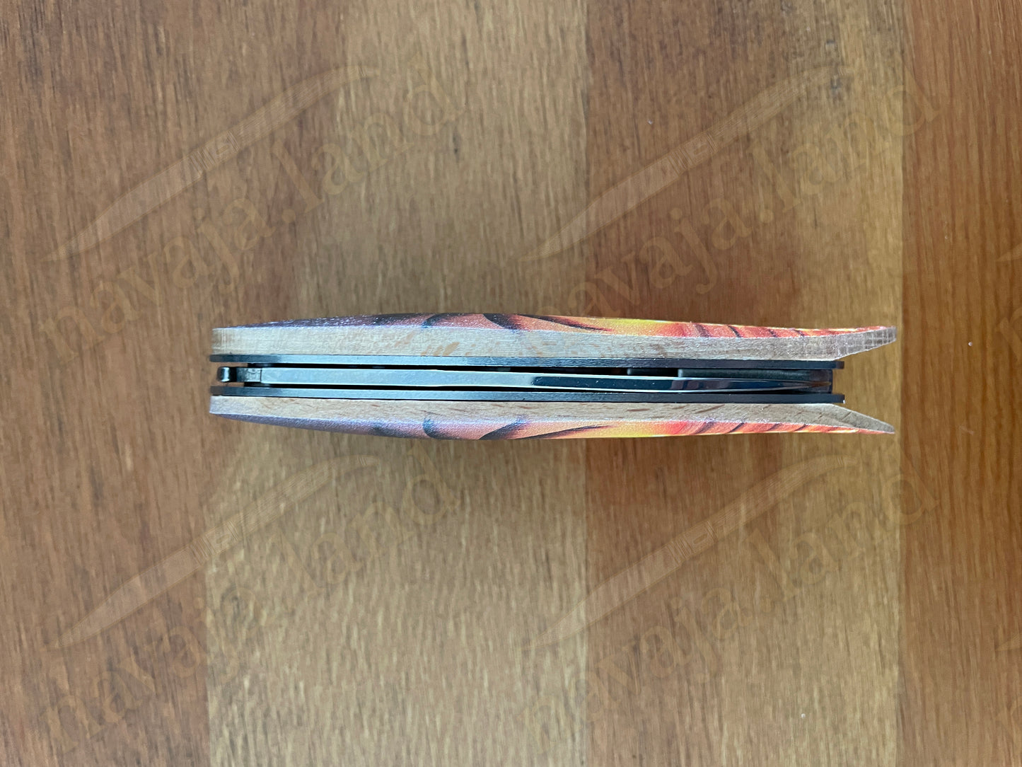 Surfboard “PALMERA” Pocket Knife – Beechwood Handle | Bottle Opener | Lockback