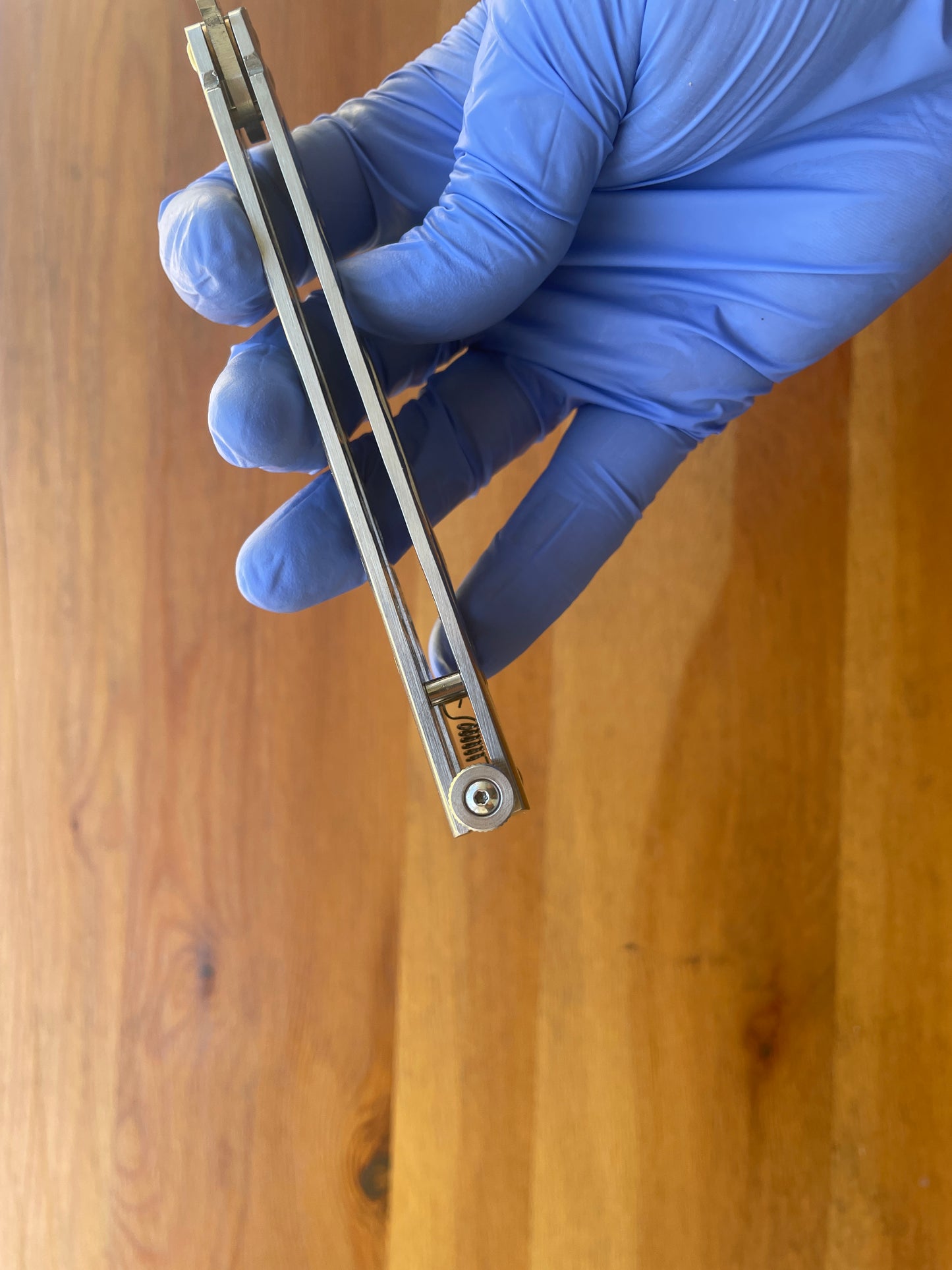 4.4" Stainless Steel Satin Blade Fan Knife Lock on Handle Adjustable