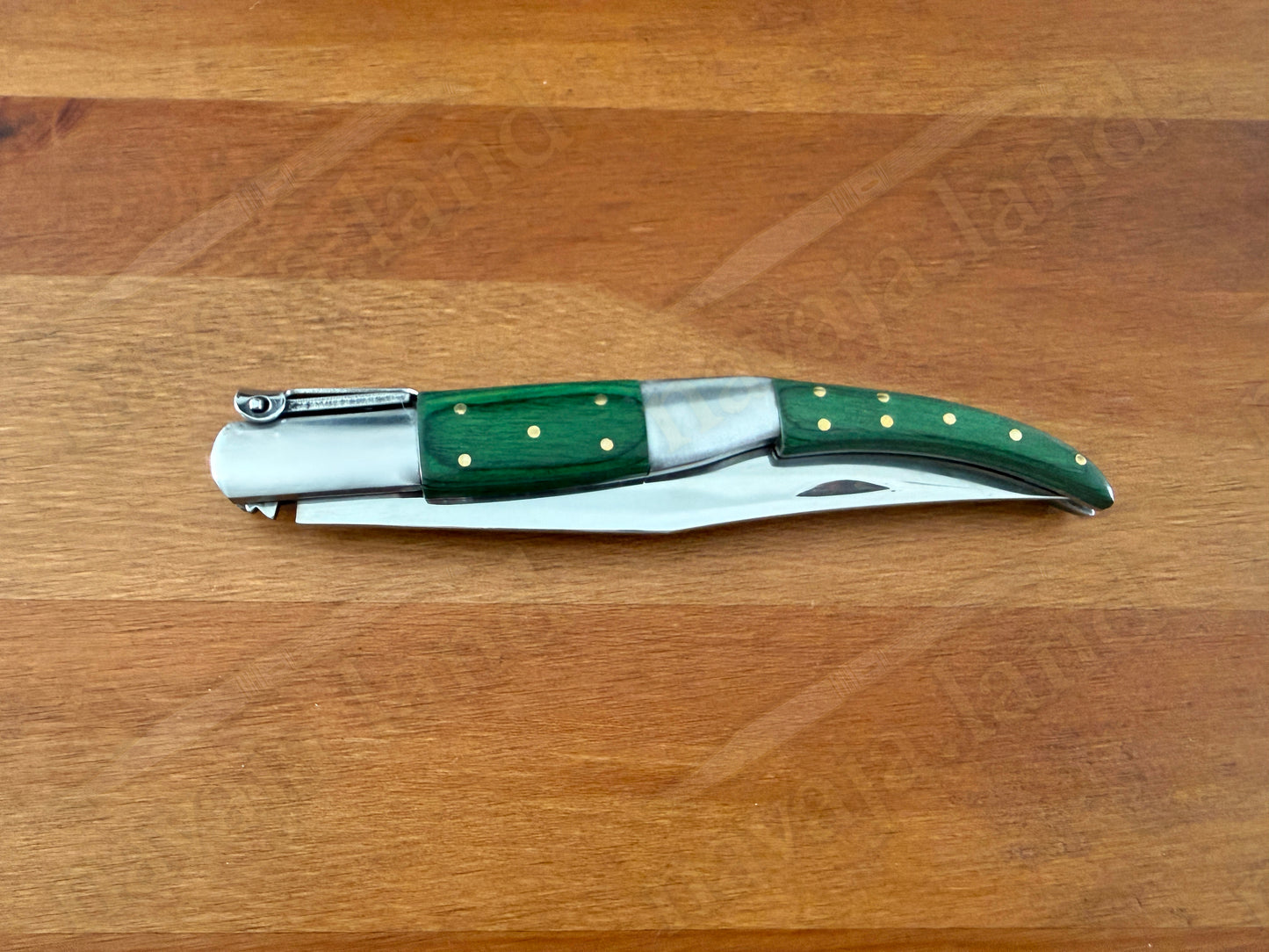 5.3" Arabian Style Classic Spanish Navaja Knife Green Wood Scales With a Ratchet