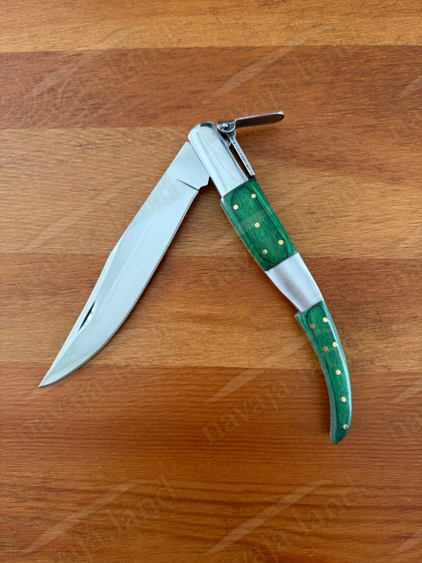 5.3" Arabian Style Classic Spanish Navaja Knife Green Wood Scales With a Ratchet